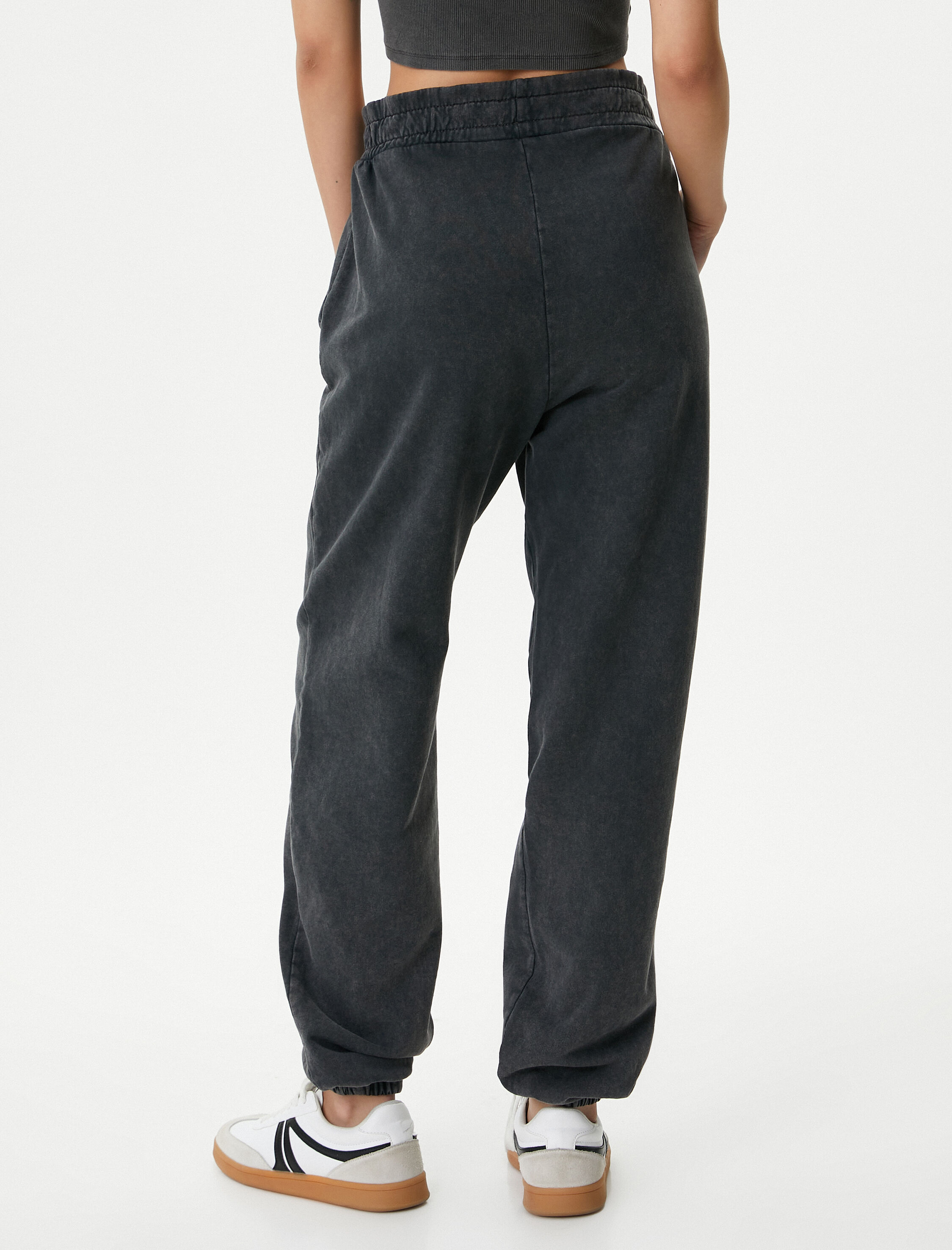   Şardonlu Jogger Eşofman Altı Cepli Soluk Efektli Rahat Kalıp Pamuklu