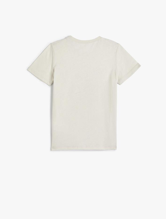 Erkek Çocuk Tişört Basketbol Baskılı Kısa Kollu Bisiklet Yaka Pamuklu