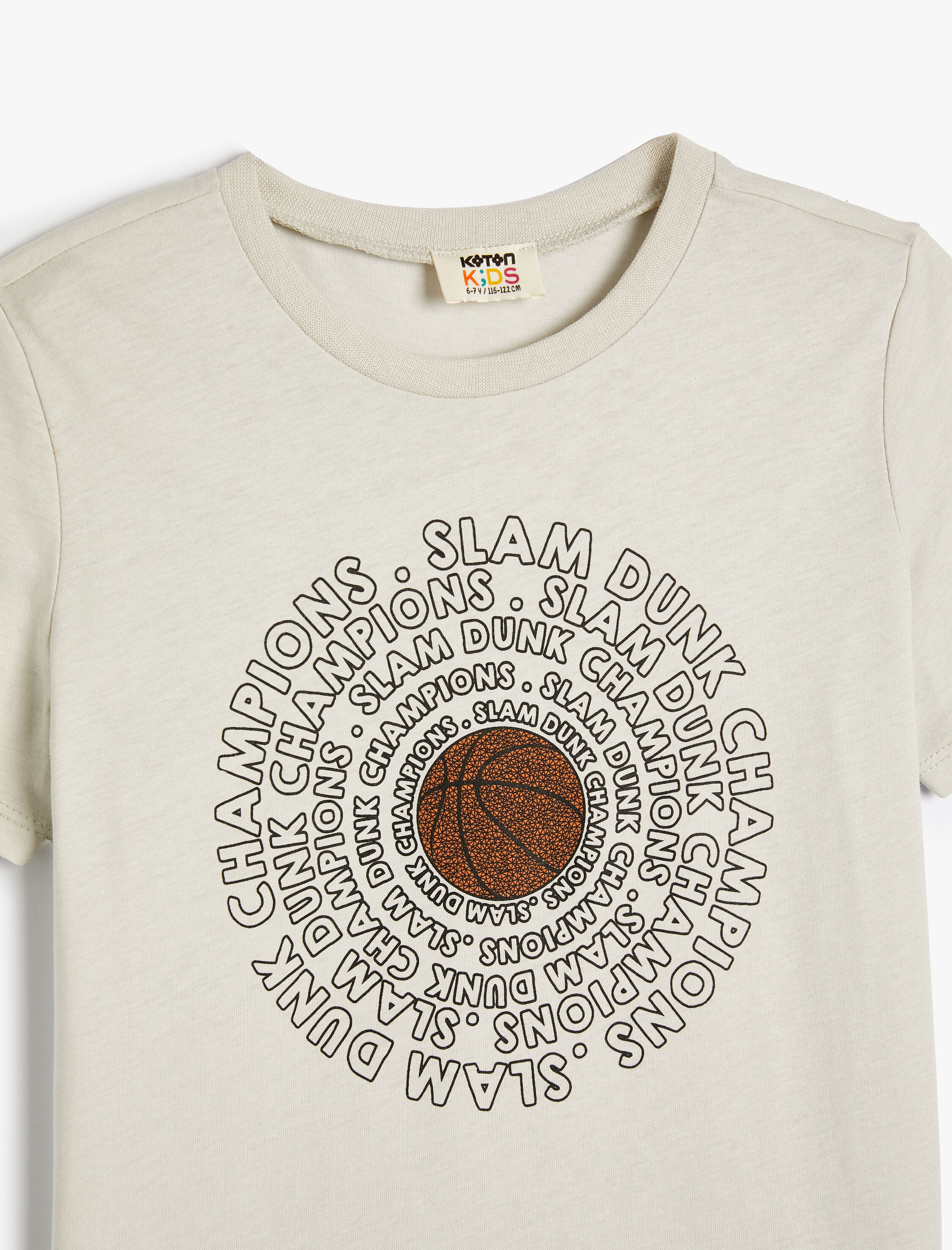  Erkek Çocuk Tişört Basketbol Baskılı Kısa Kollu Bisiklet Yaka Pamuklu