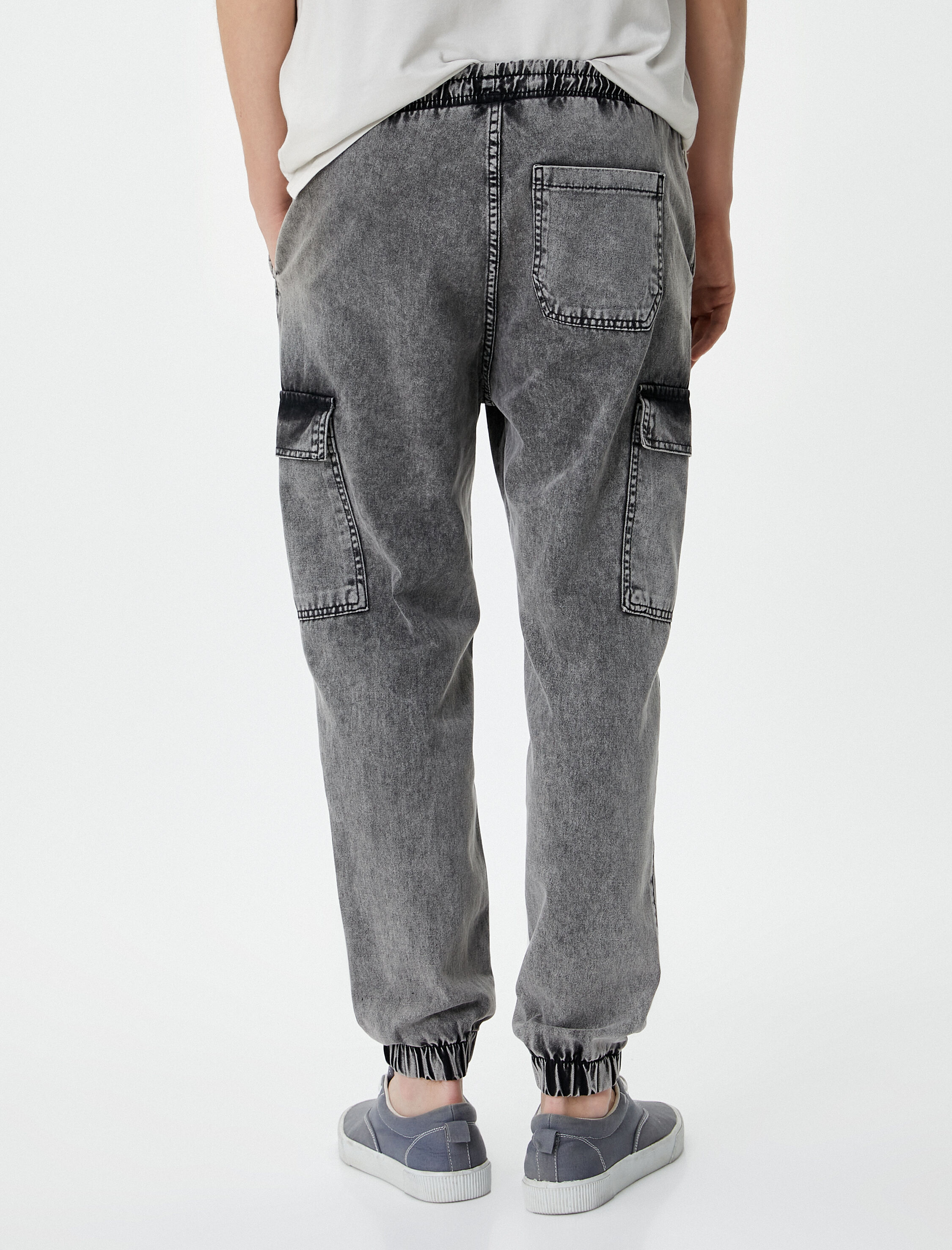   Oversize Kot Pantolon Jogger Kargo Cepli Beli Bağcıklı Yıkamalı