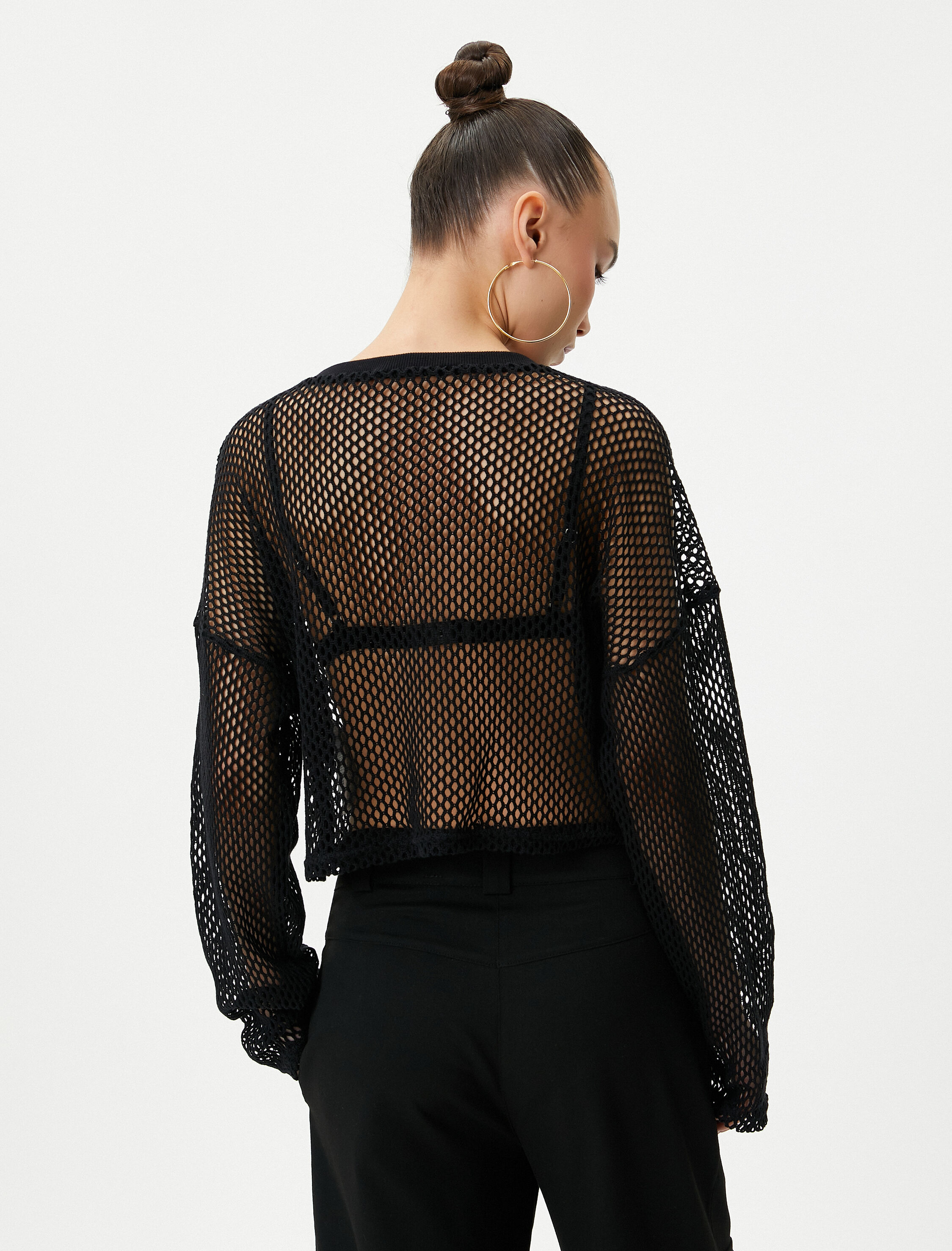   Crop File Tişört Uzun Kollu Bisiklet Yaka