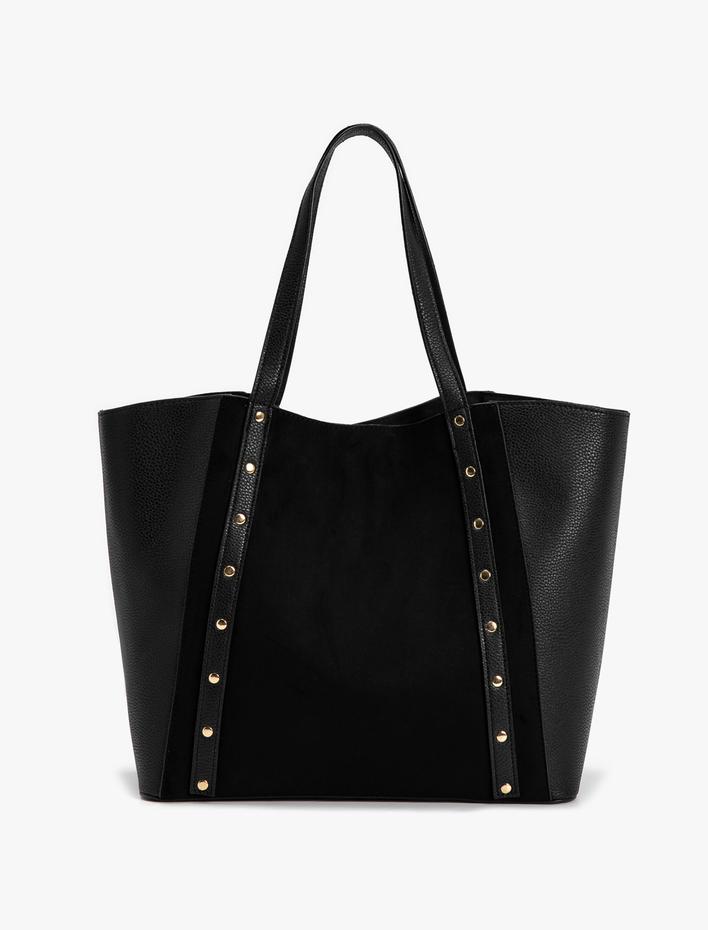 Kadın Tote Çanta Suni Süet Detaylı Saplı