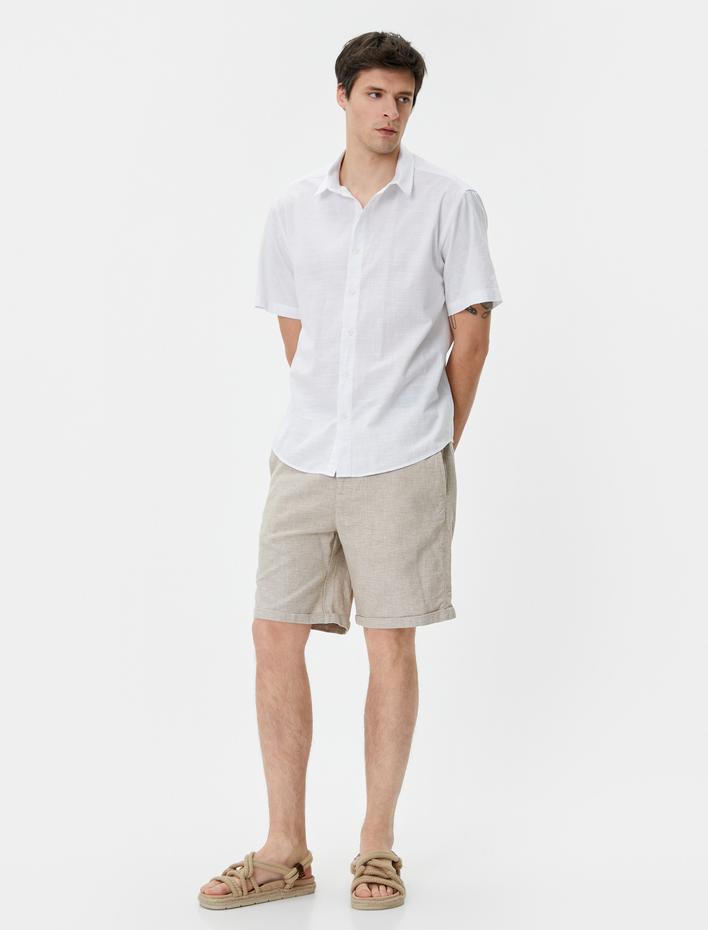  Yazlık Gömlek Kısa Kollu Klasik Yaka Düğmeli Regular Fit