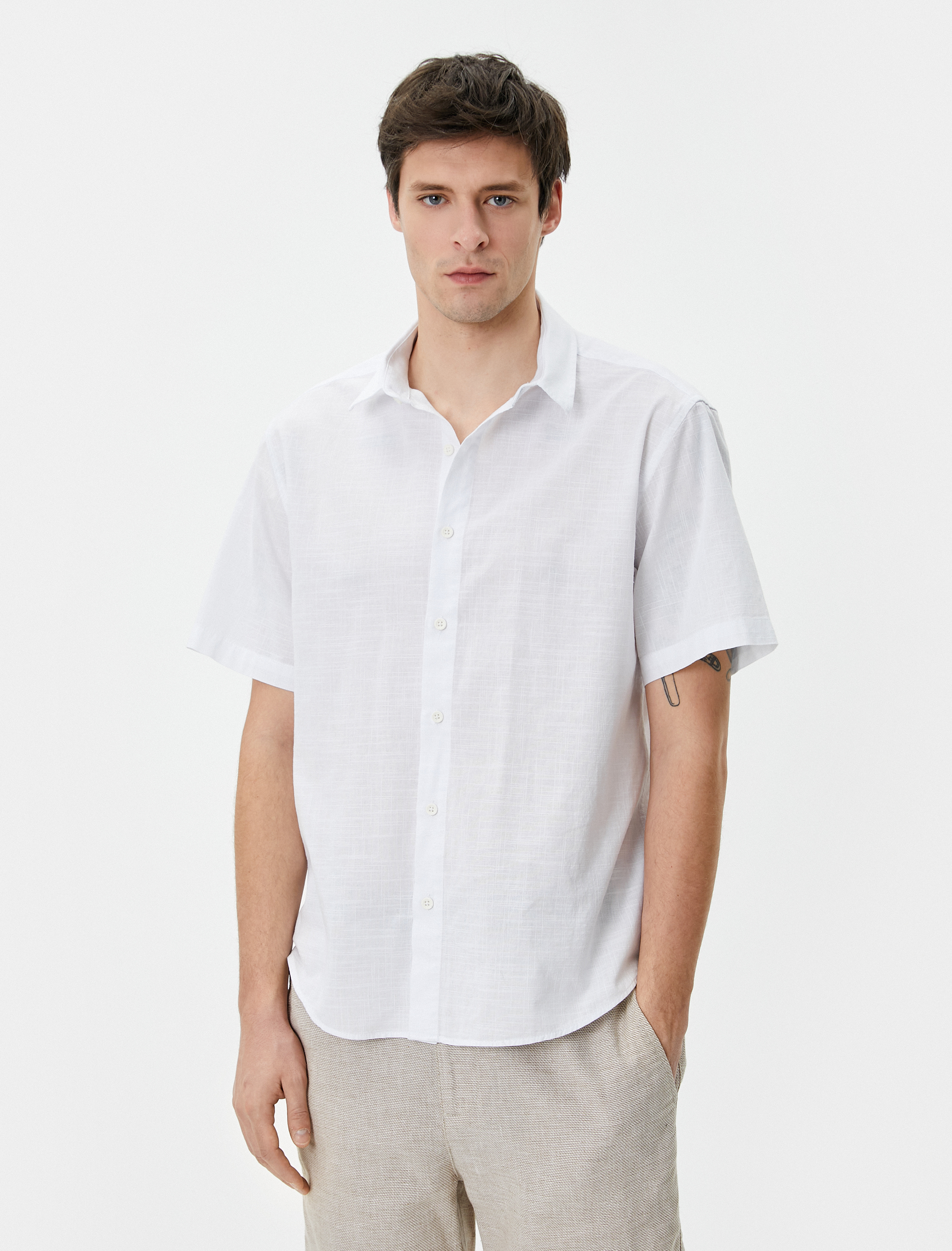   Yazlık Gömlek Kısa Kollu Klasik Yaka Düğmeli Regular Fit