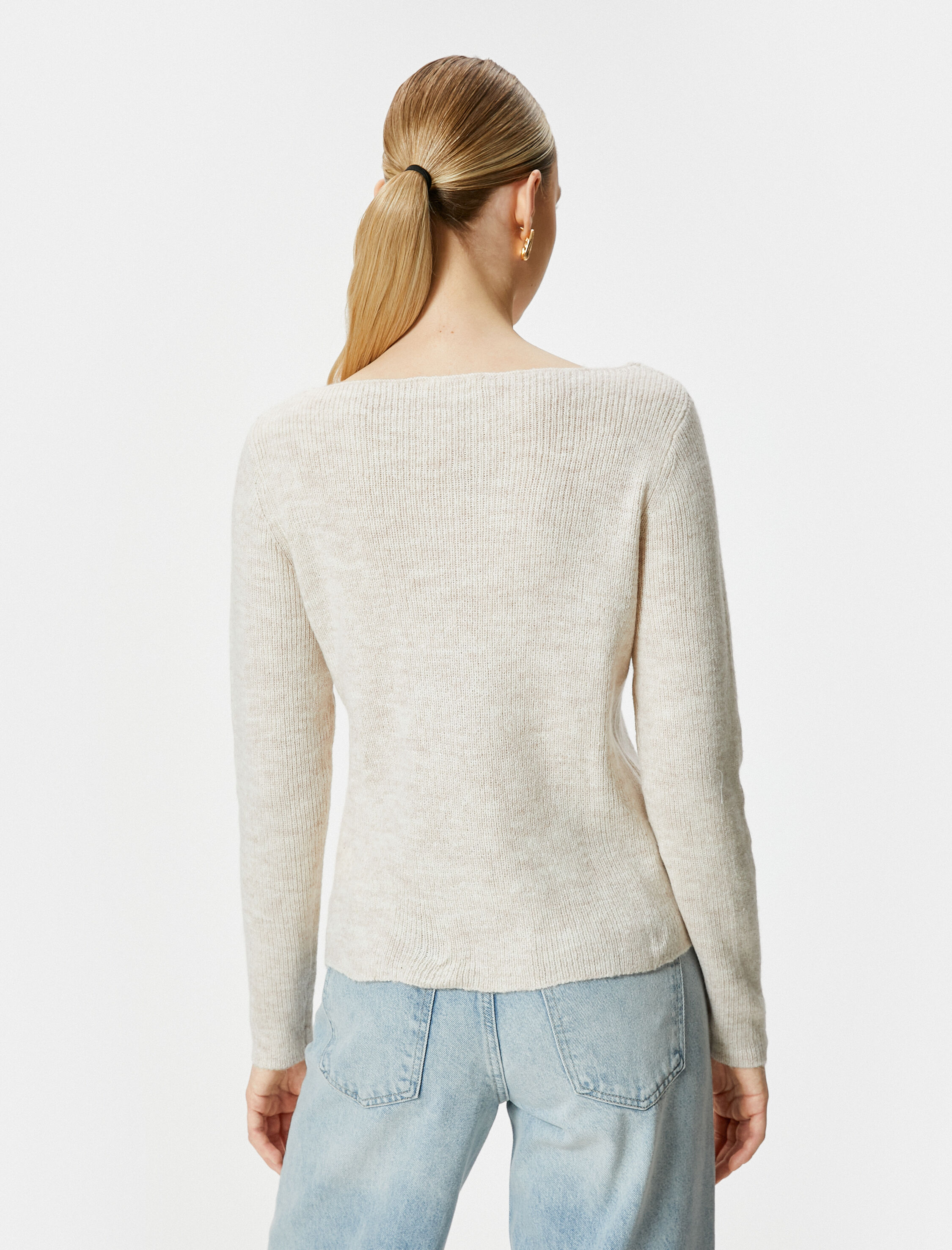   Kayık Yaka Kazak Basic Fitilli