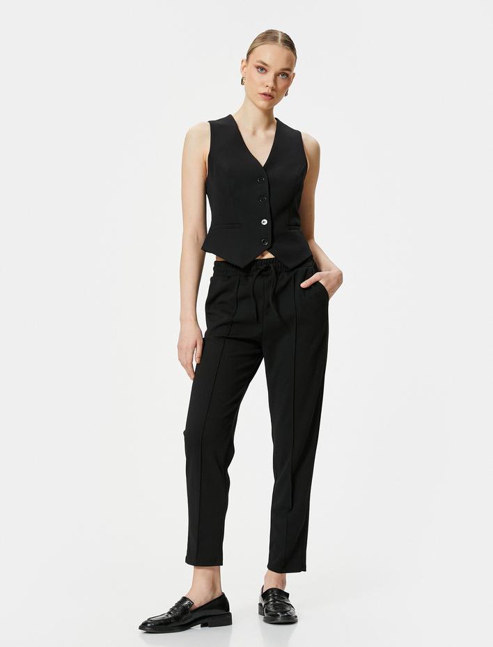  Jogger Pantolon Beli Bağcıklı Cepli Nervürlü