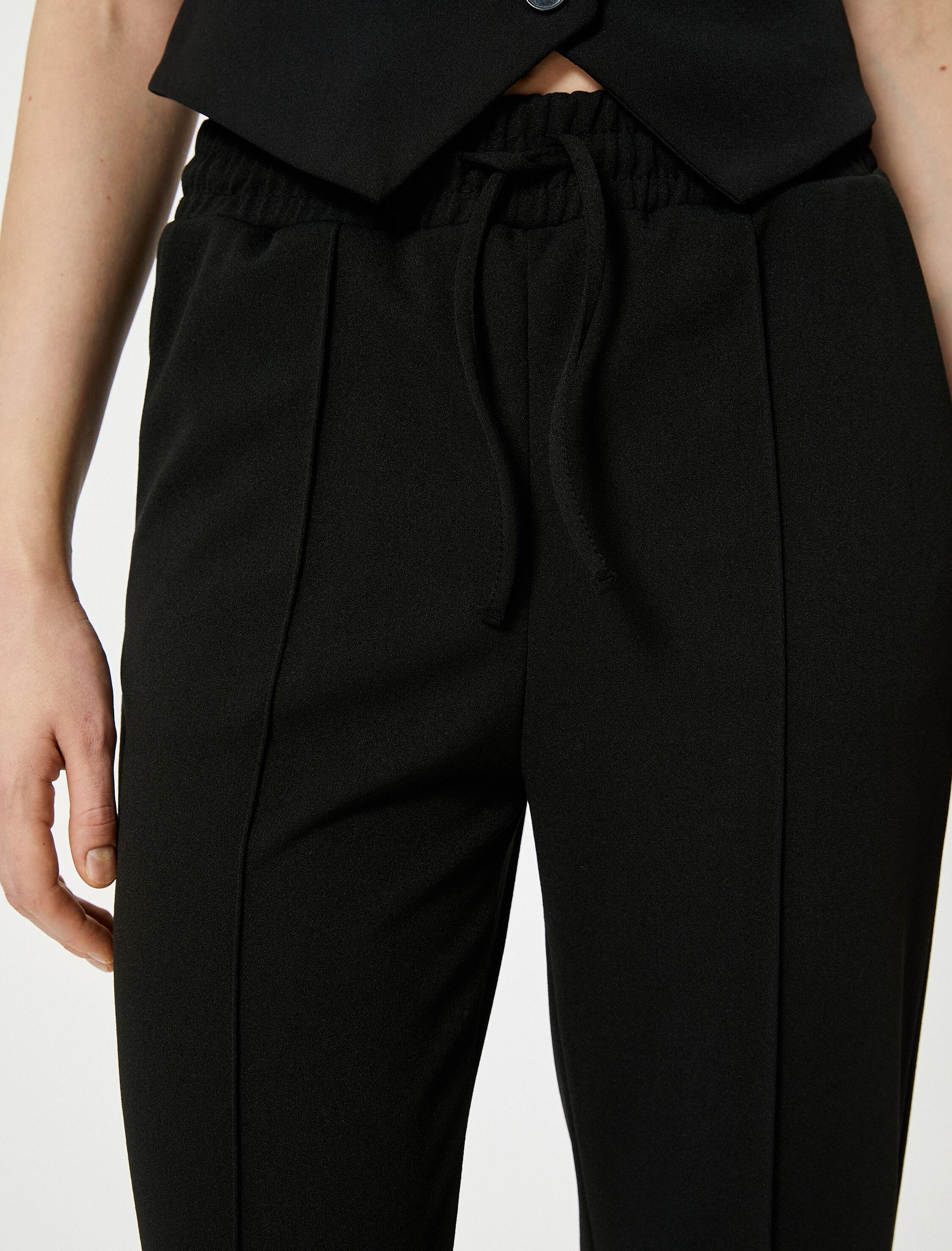   Jogger Pantolon Beli Bağcıklı Cepli Nervürlü