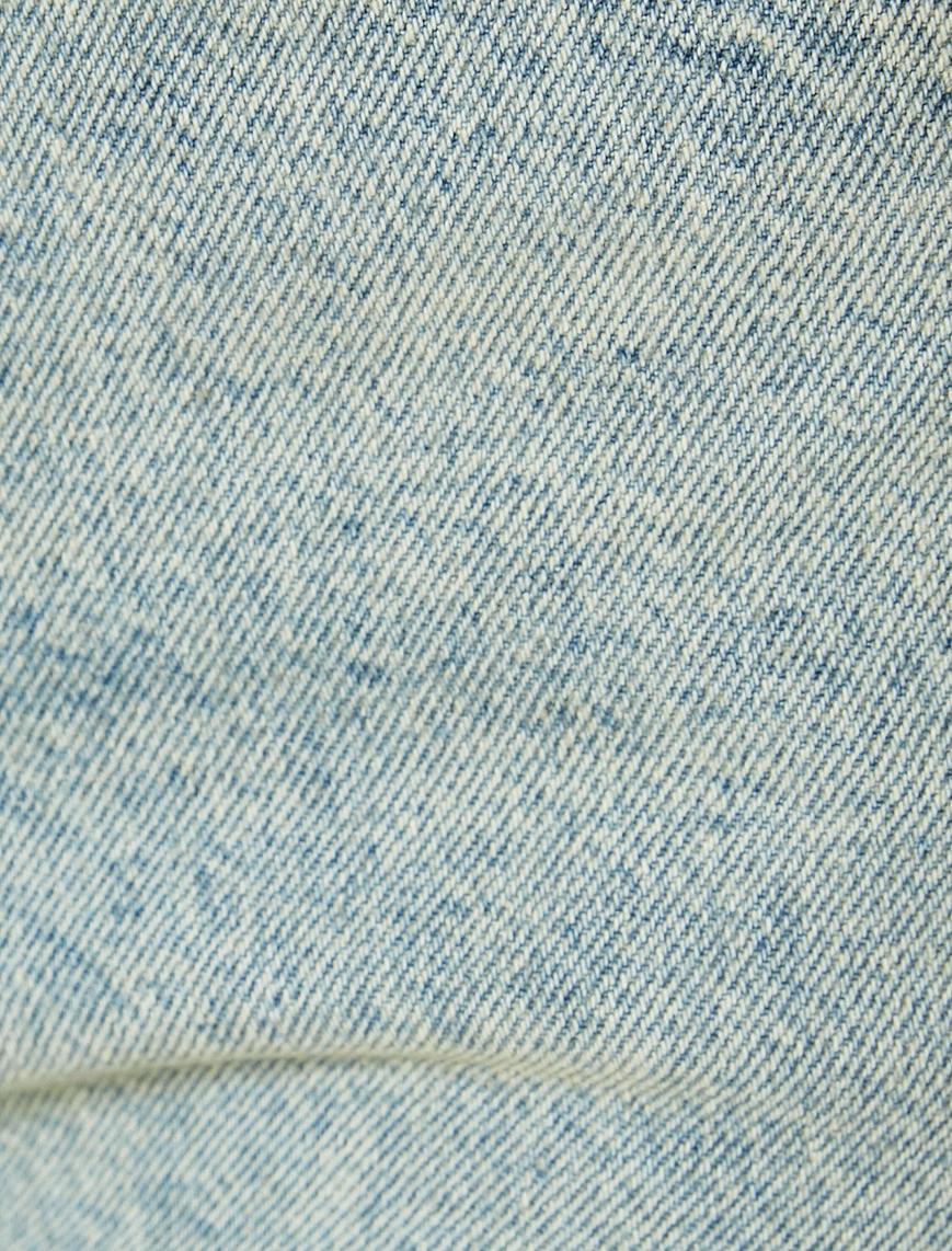   Mom Fit Kot Pantolon Yüksek Bel Cepli Pamuklu - Mom Jean