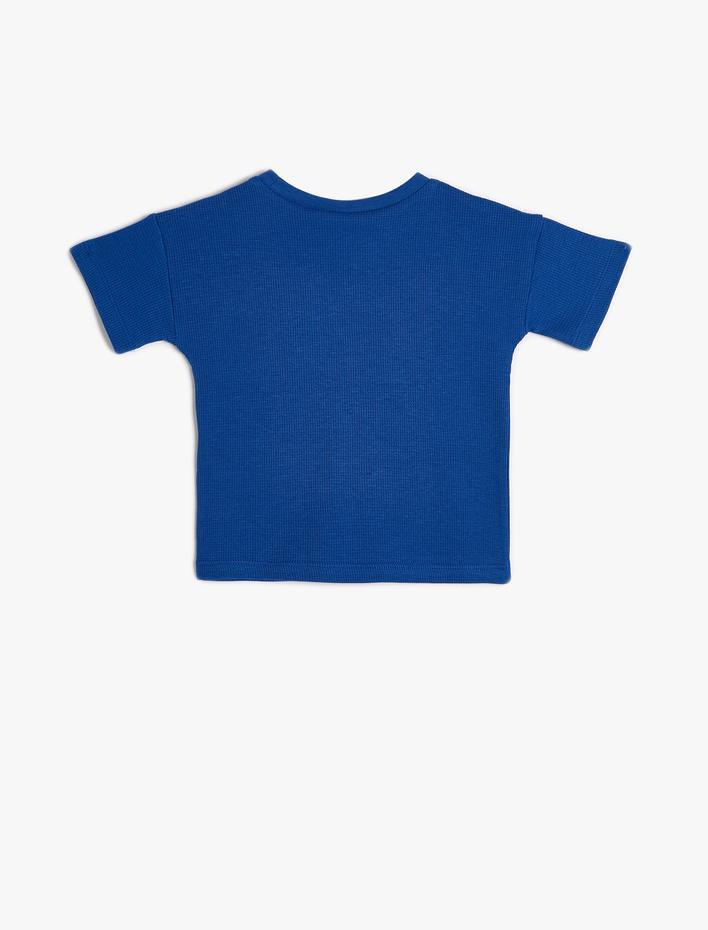 Erkek Bebek Tişört Kısa Kollu İşleme Detaylı Bisiklet Yaka Pamuklu