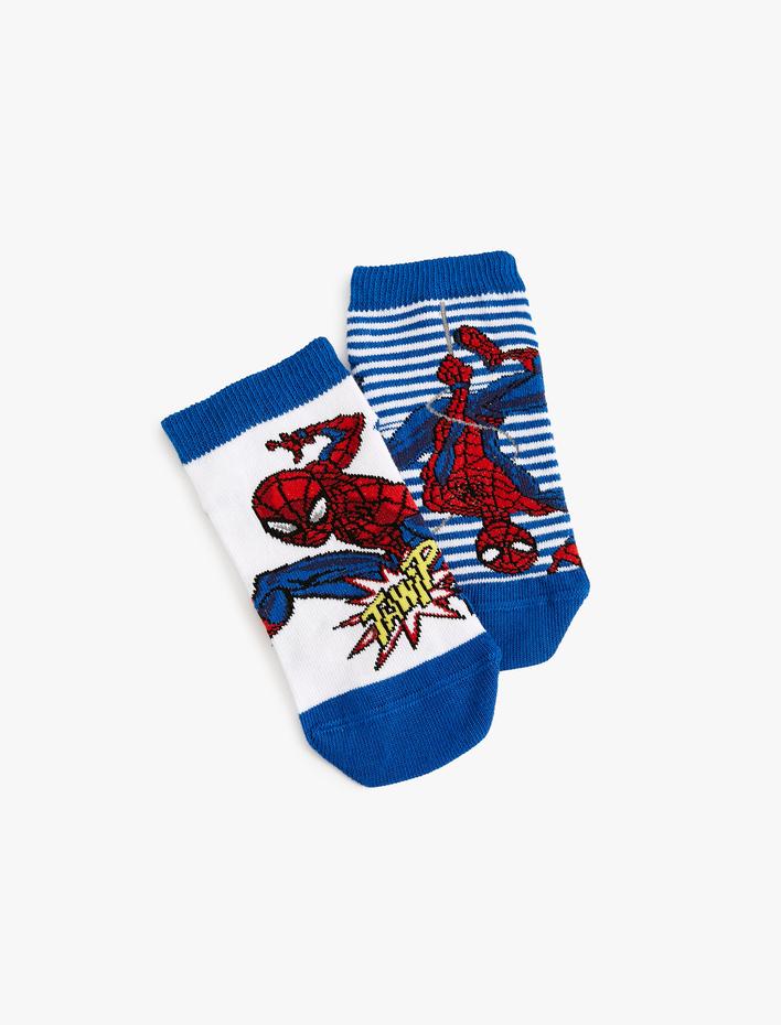 Erkek Çocuk 2'li Örümcek Adam Baskılı Çorap Seti Lisanslı
