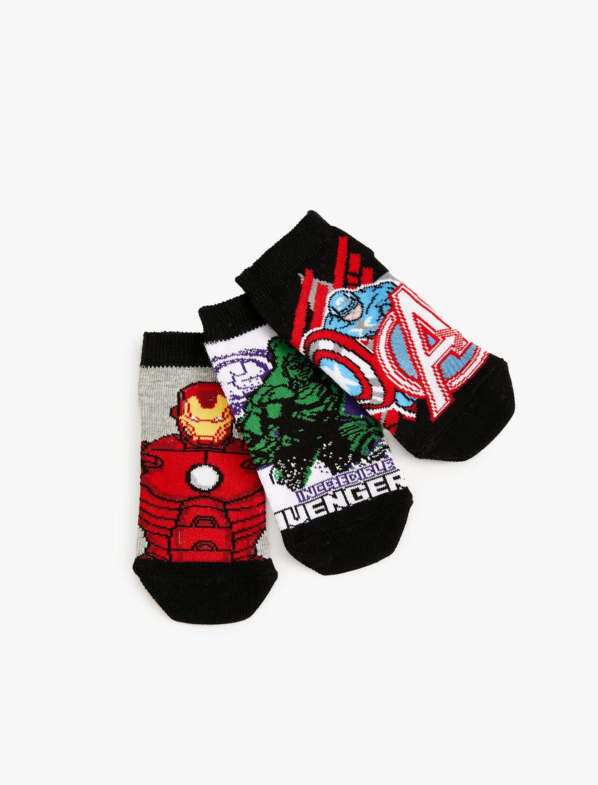  Erkek Çocuk 3'lü Marvel Baskılı Çorap Seti Lisanslı