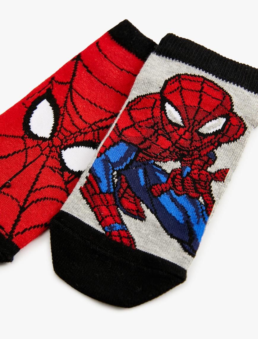  Erkek Çocuk 2'li Örümcek Adam Baskılı Çorap Seti Lisanslı