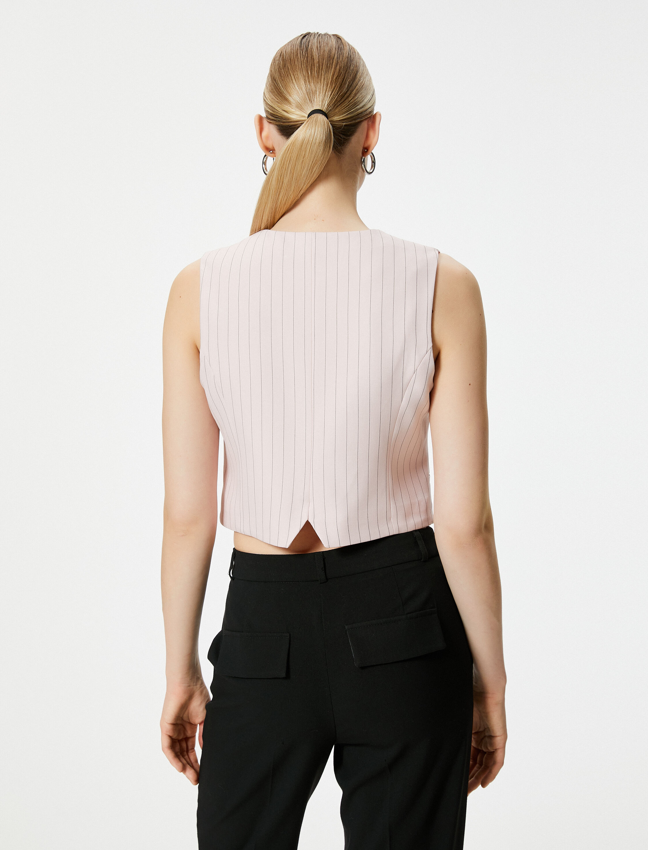   Blazer Yelek Düğmeli V Yaka Cepli