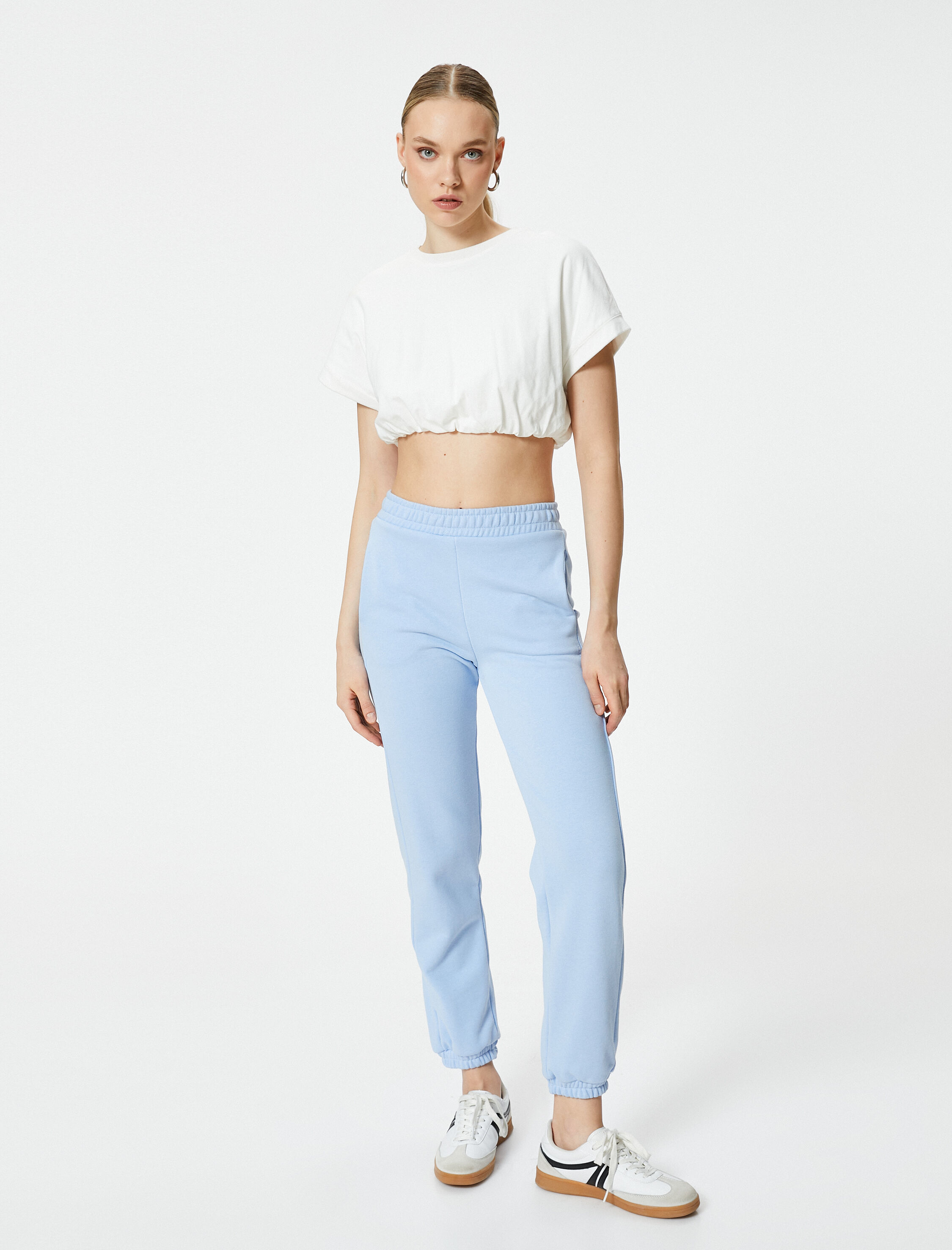   Jogger Eşofman Altı Beli ve Paçası Lastikli Cepli Üç İplik Şardonlu