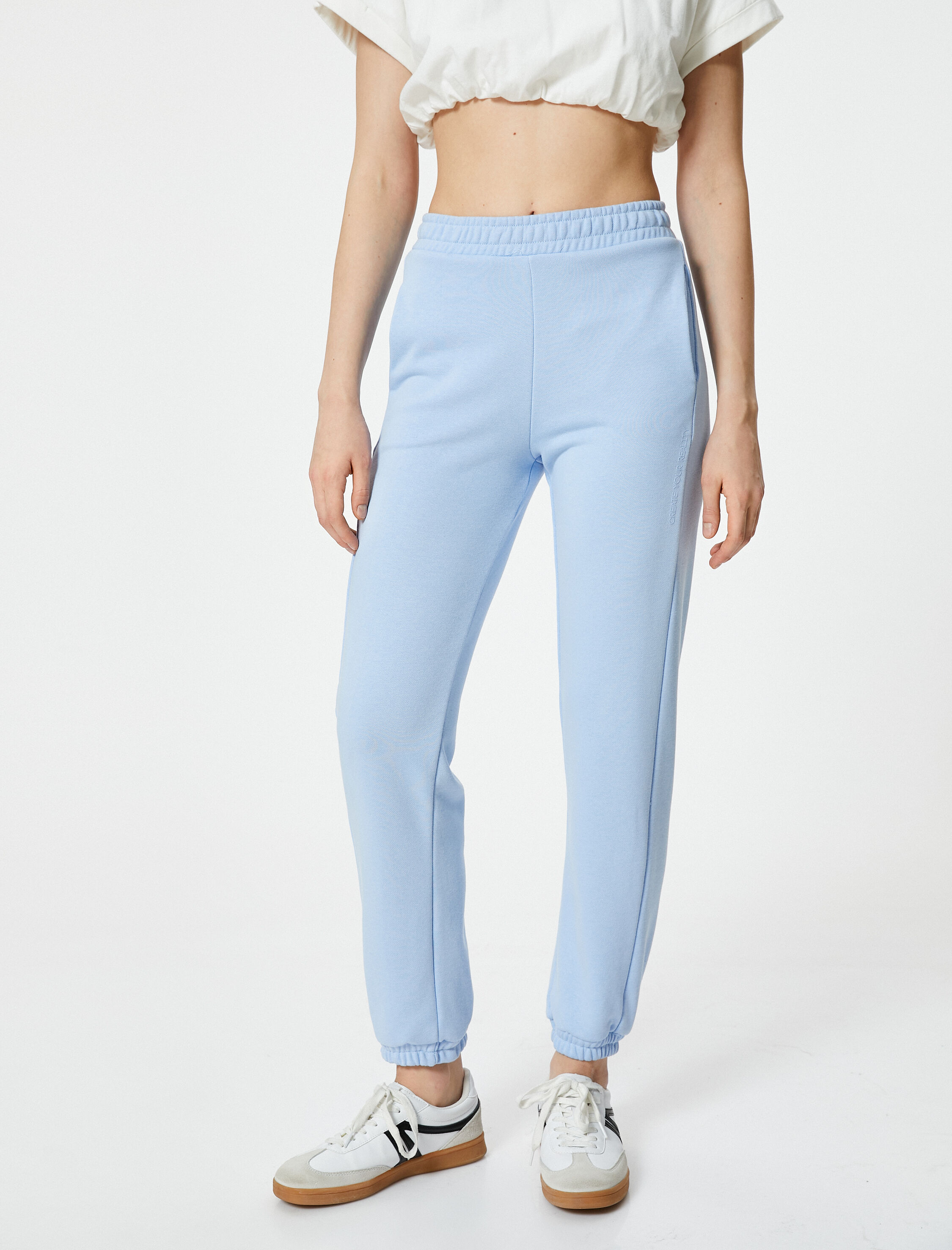   Jogger Eşofman Altı Beli ve Paçası Lastikli Cepli Üç İplik Şardonlu