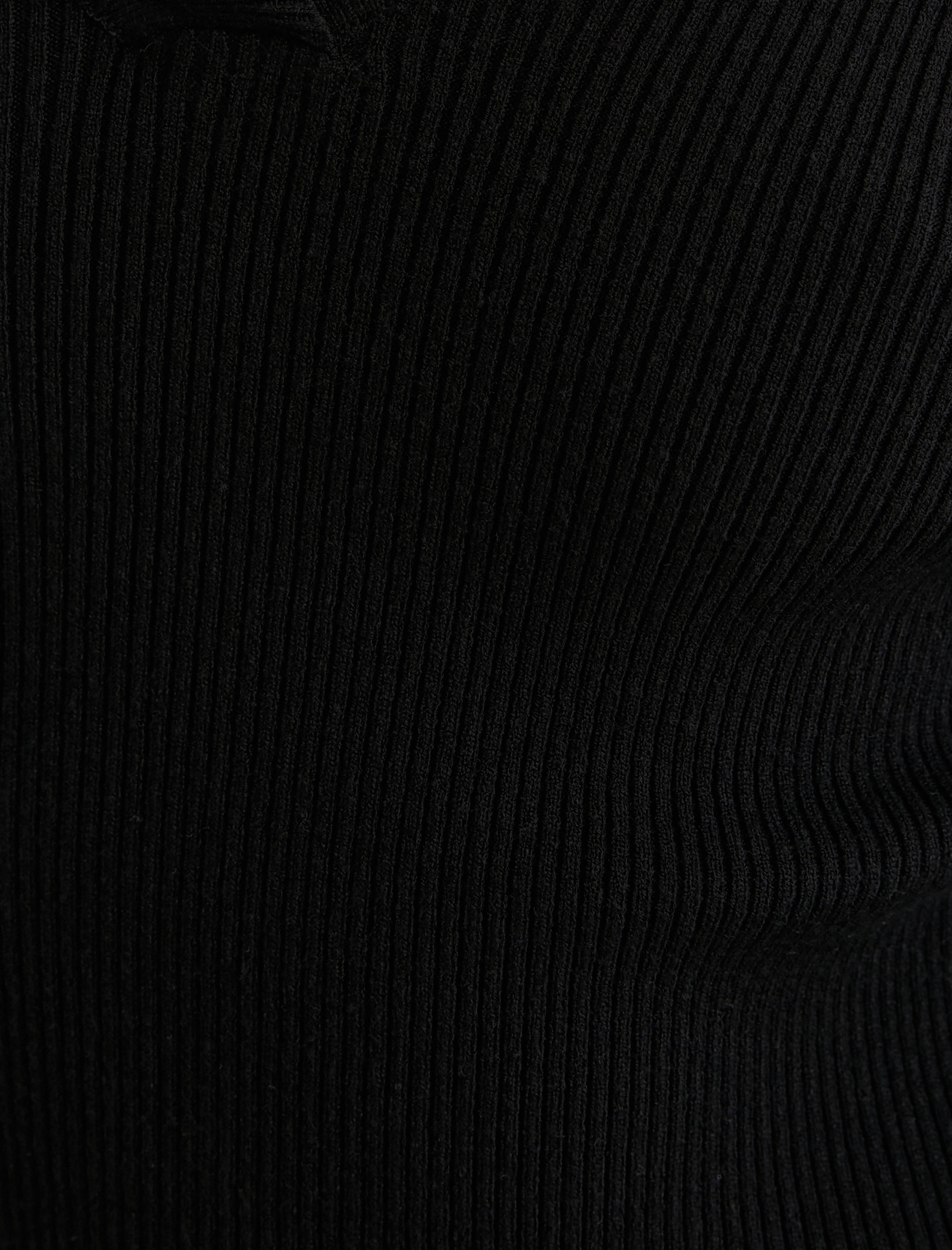   Polo Yaka Çizgili Crop Triko Kazak Uzun Kollu Dar Kalıp