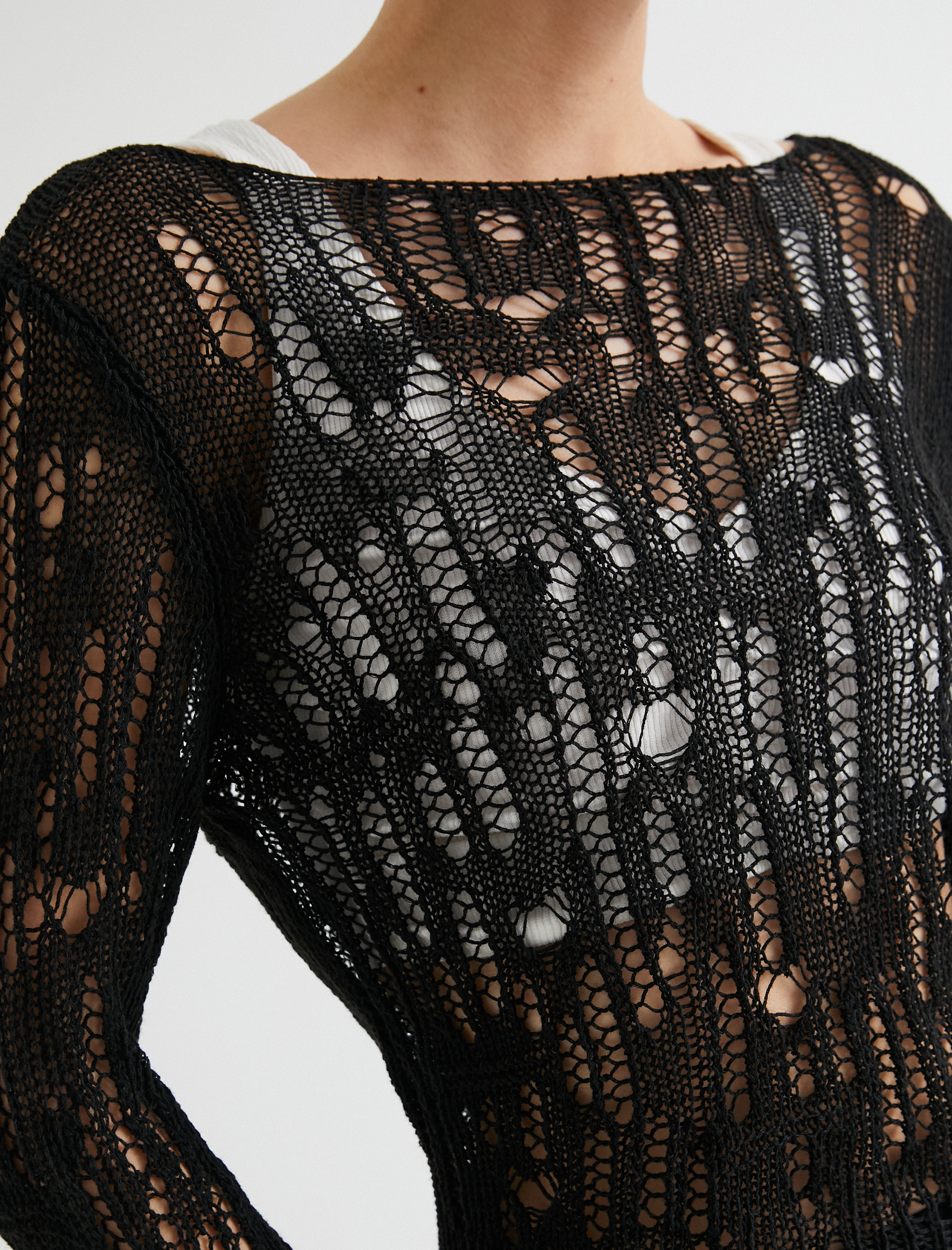   Ajurlu Kazak Uzun Kollu Yuvarlak Yaka