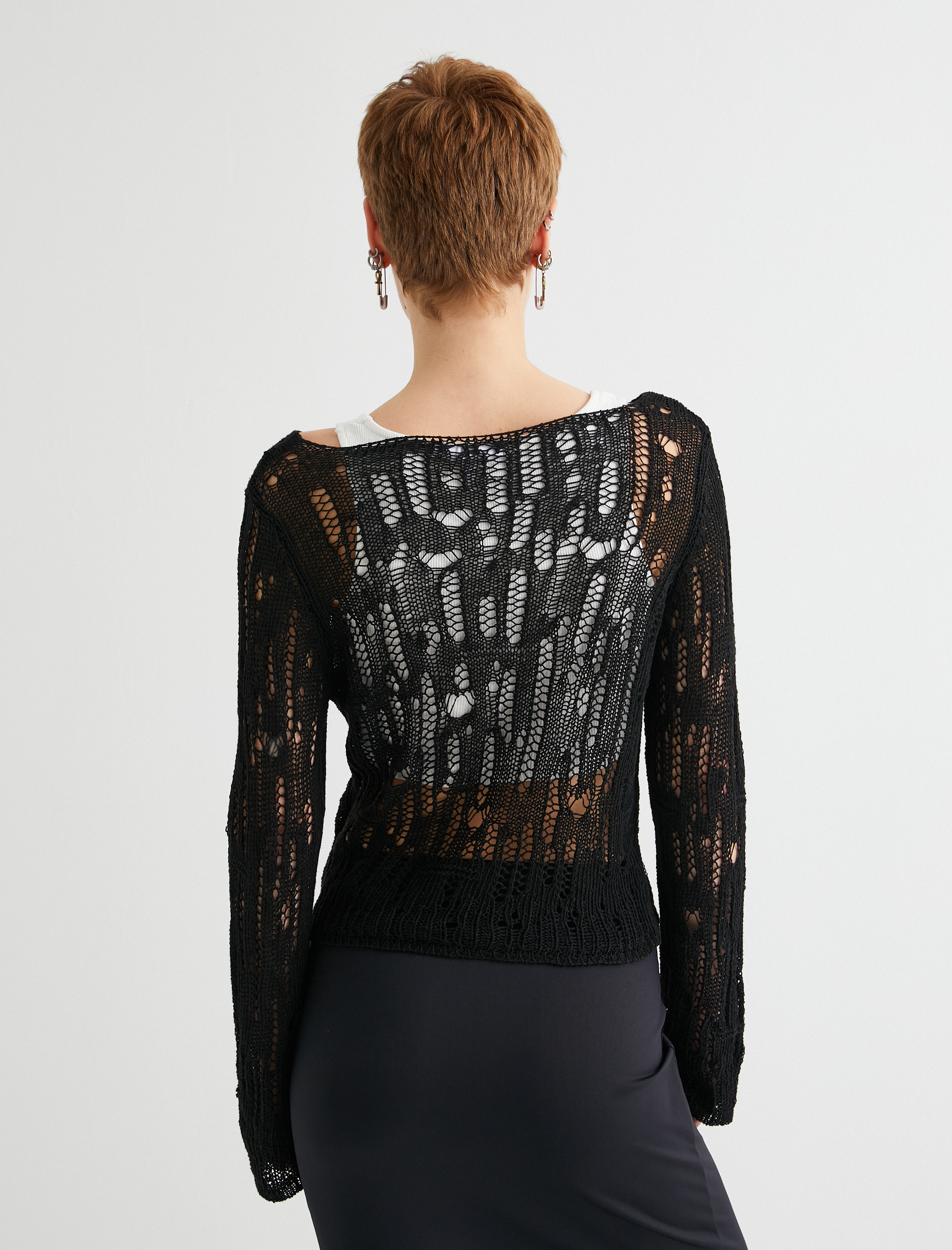   Ajurlu Kazak Uzun Kollu Yuvarlak Yaka