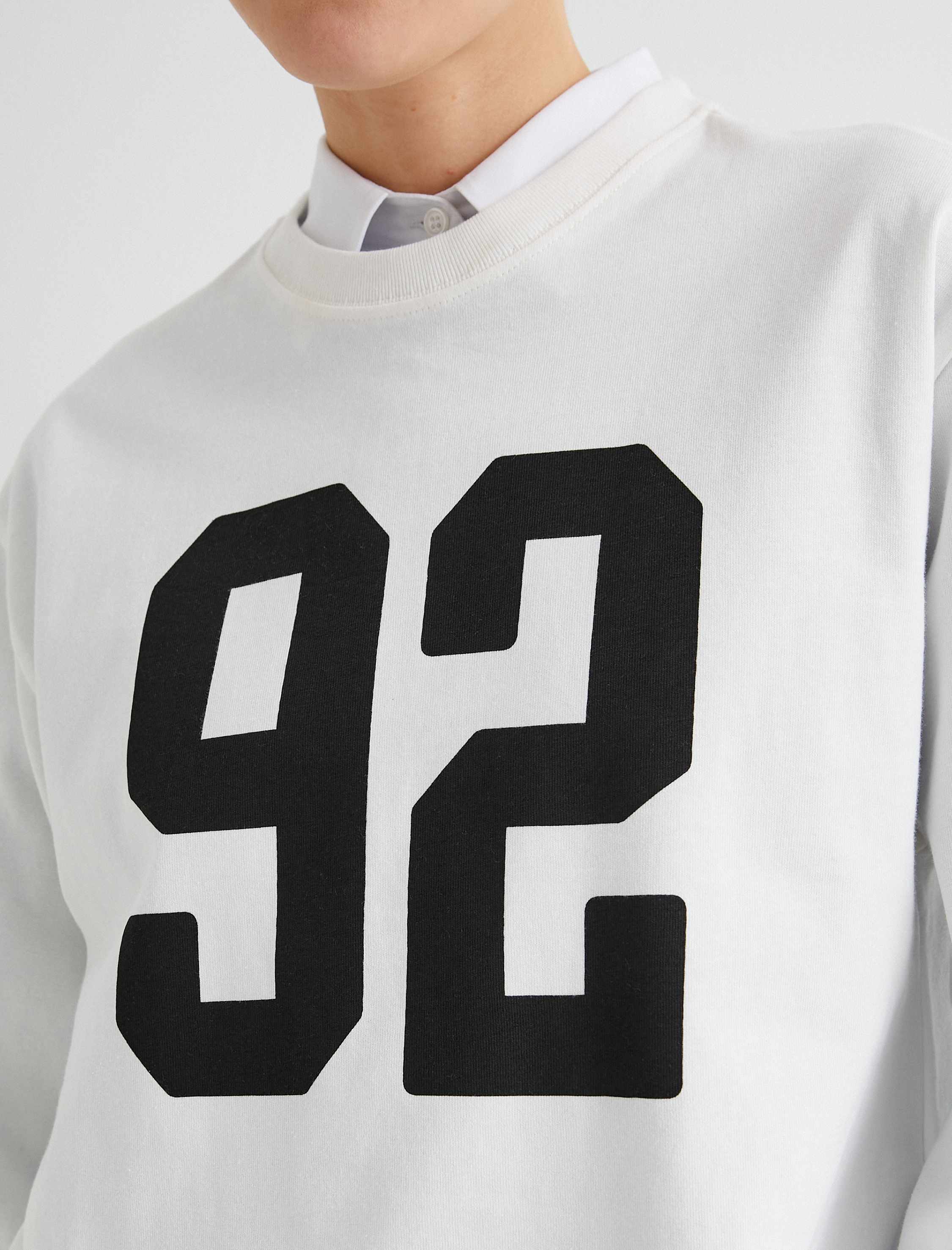   Uzun Kollu Tişört Baskılı Bisiklet Yaka Pamuklu Rahat Kalıp