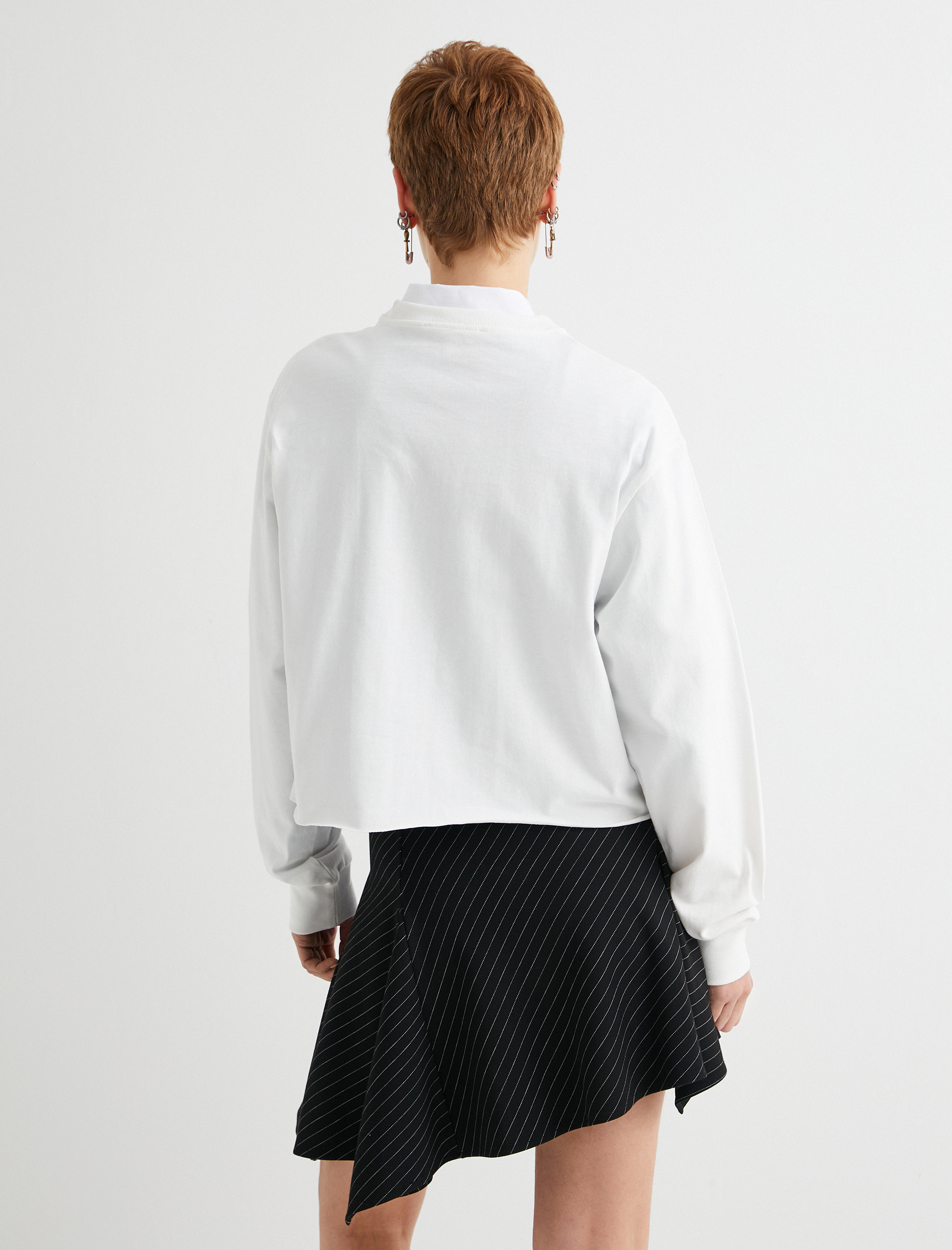   Uzun Kollu Tişört Baskılı Bisiklet Yaka Pamuklu Rahat Kalıp