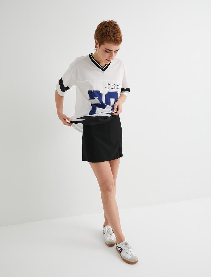  Kolej Tişört Rahat Kalıp Nefes Alabilir Kısa Kollu V Yaka