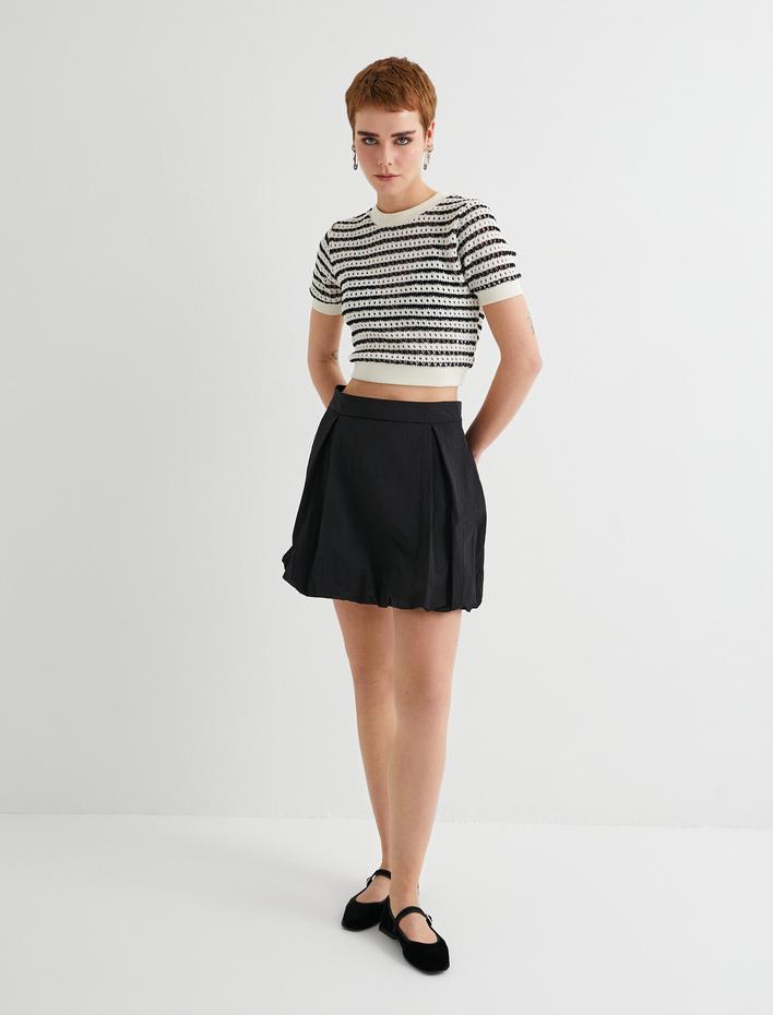  Ajurlu Tişört Kısa Kollu Bisiklet Yaka