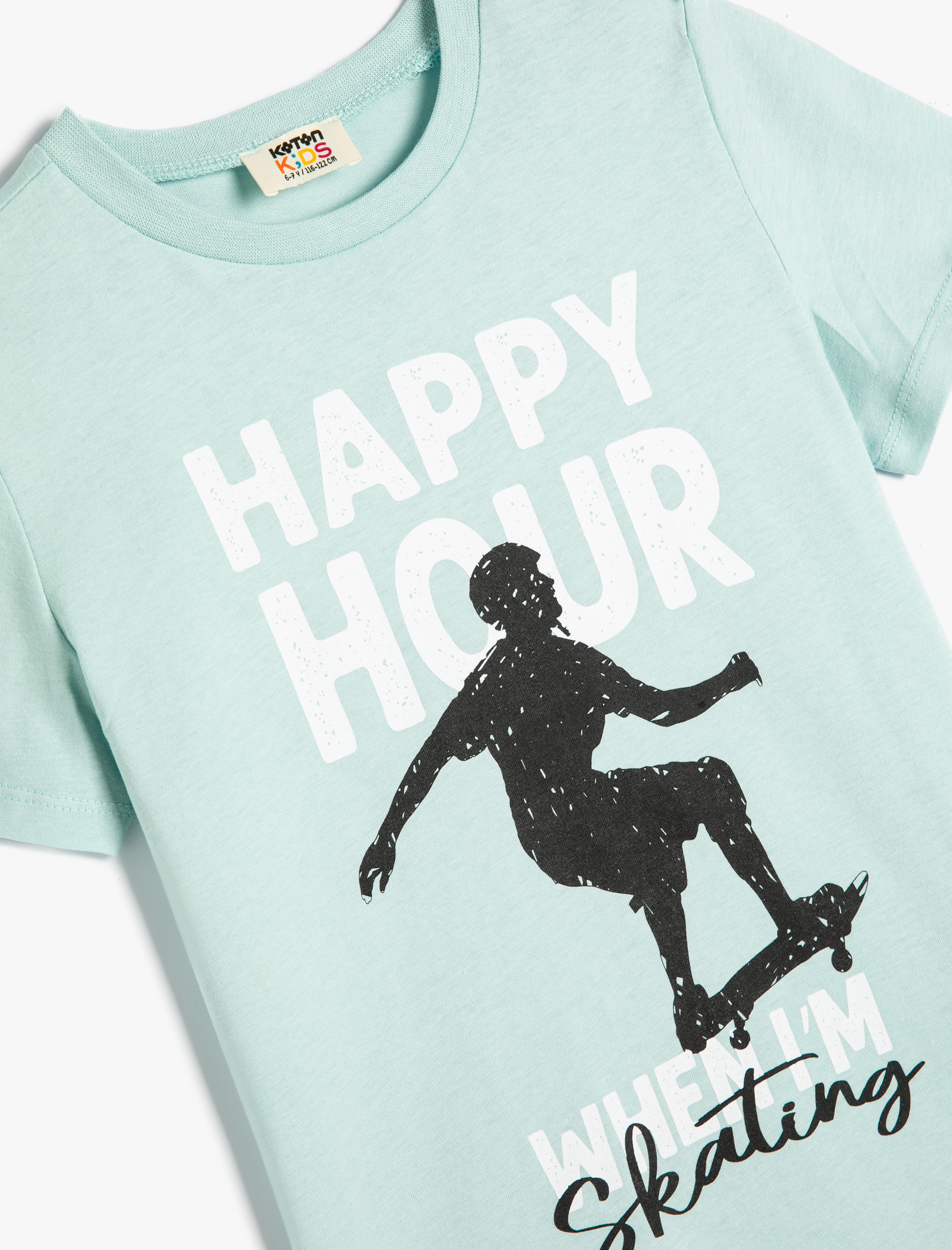  Erkek Çocuk Tişört Kaykay Baskılı Kısa Kollu Pamuklu