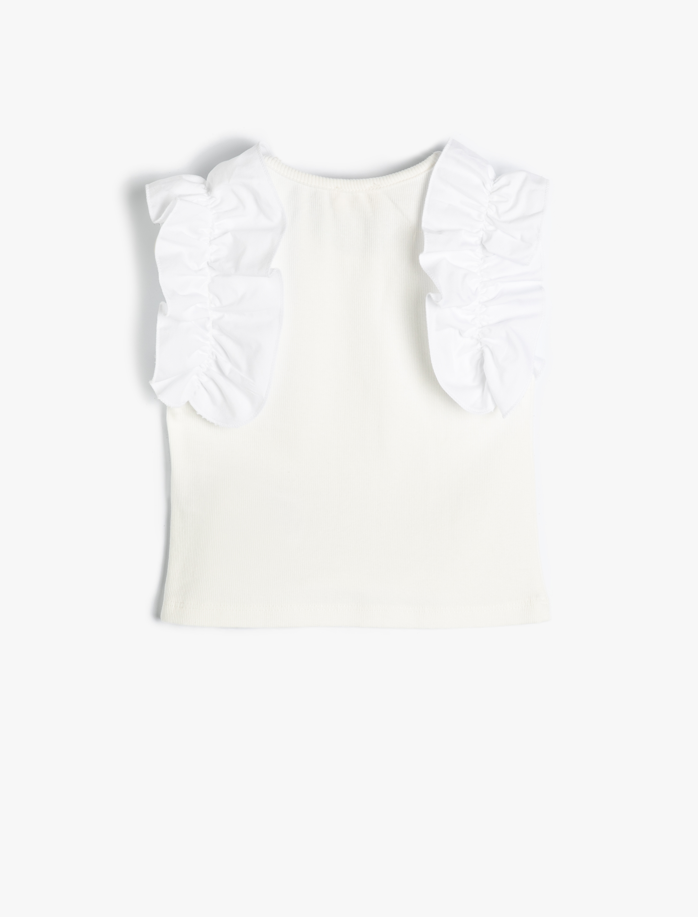  Kız Çocuk Bluz Kolsuz Omuzları Fırfırlı Ribanalı Pamuklu