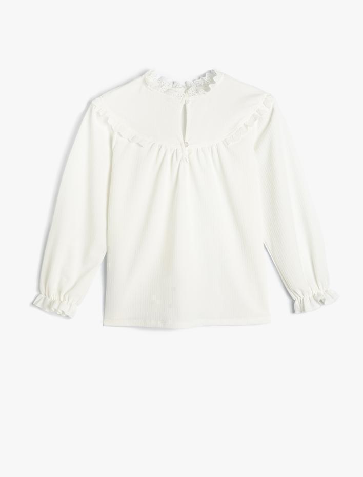 Kız Çocuk Bluz Uzun Kollu Dik Yaka Manşetleri Lastikli