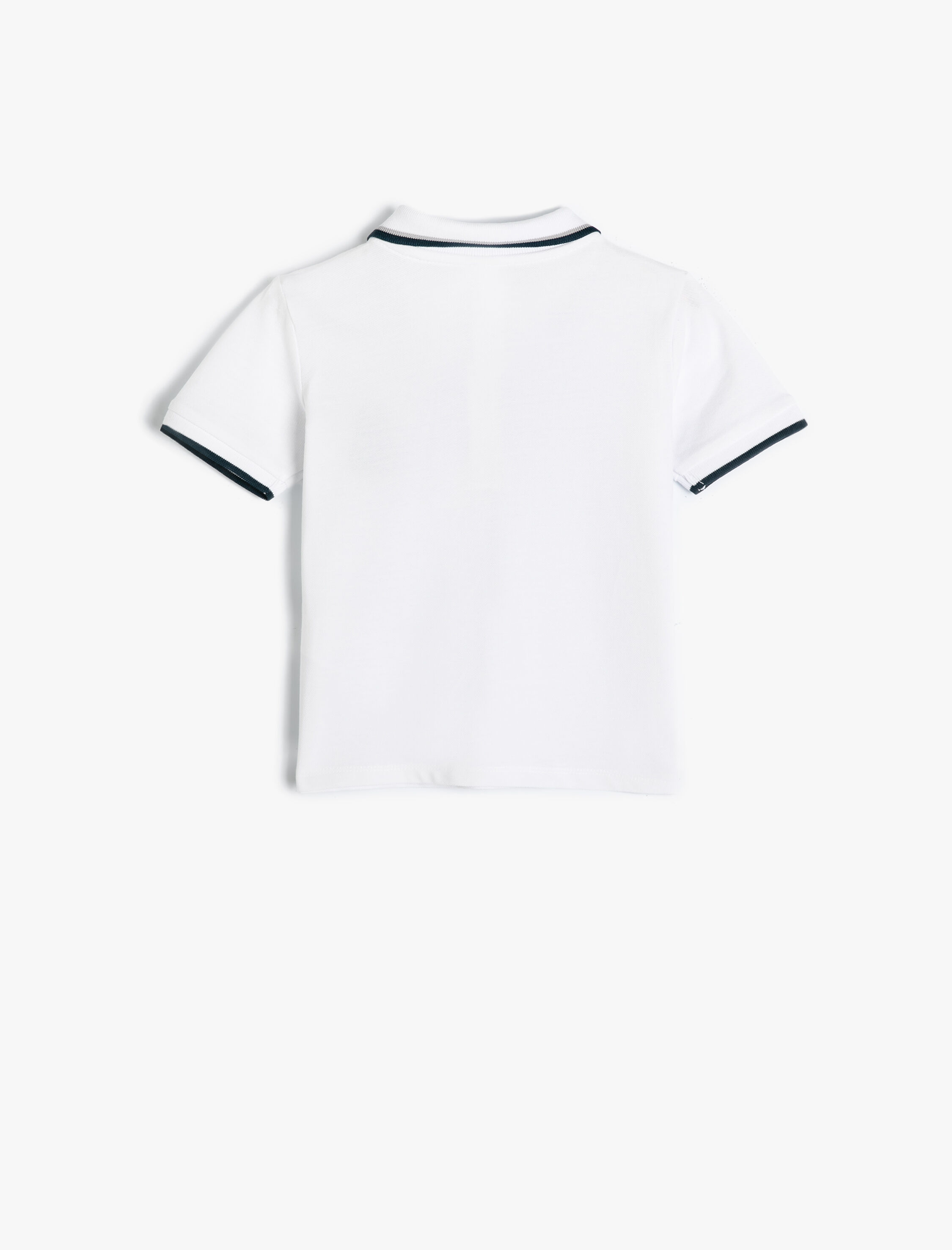  Erkek Bebek Polo Yaka Tişört Kısa Kollu Çizgili İşleme Detaylı Pamuklu