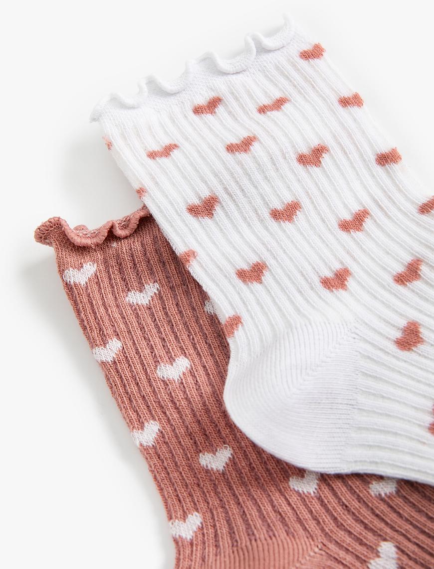  Kadın Kalpli 2'li Soket Çorap Seti