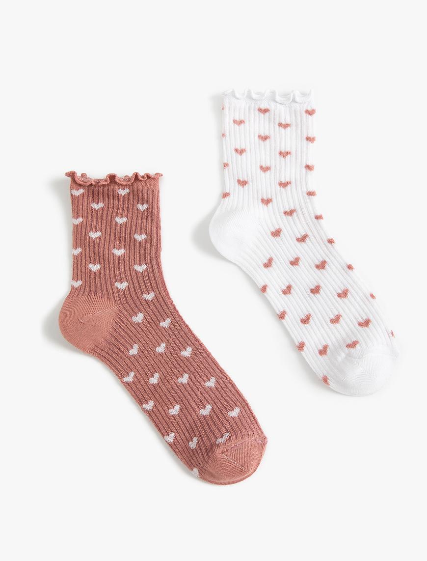  Kadın Kalpli 2'li Soket Çorap Seti