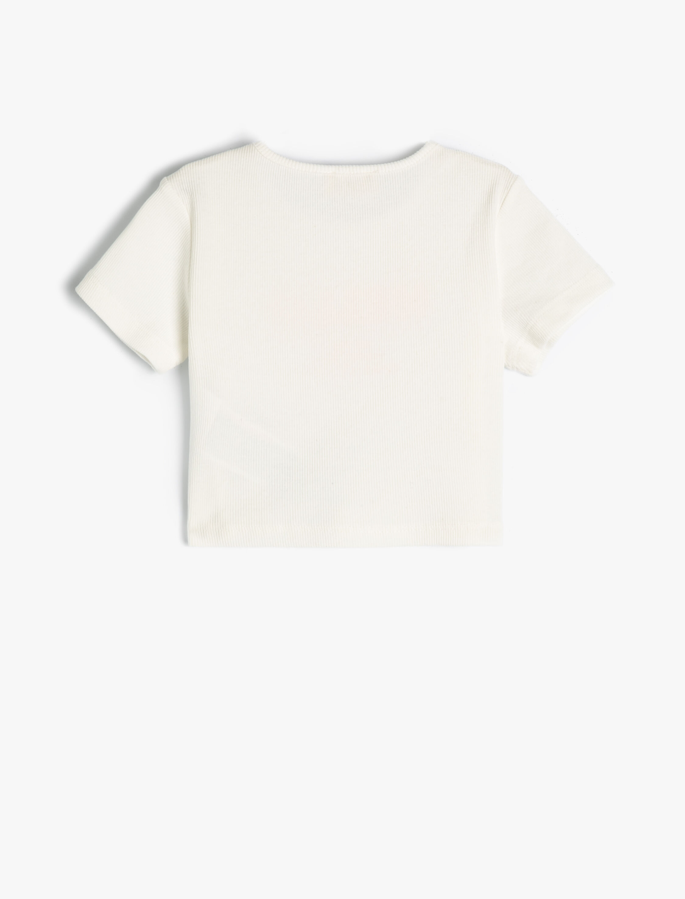  Kız Çocuk Crop Tişört Baskı Detaylı Ribanalı