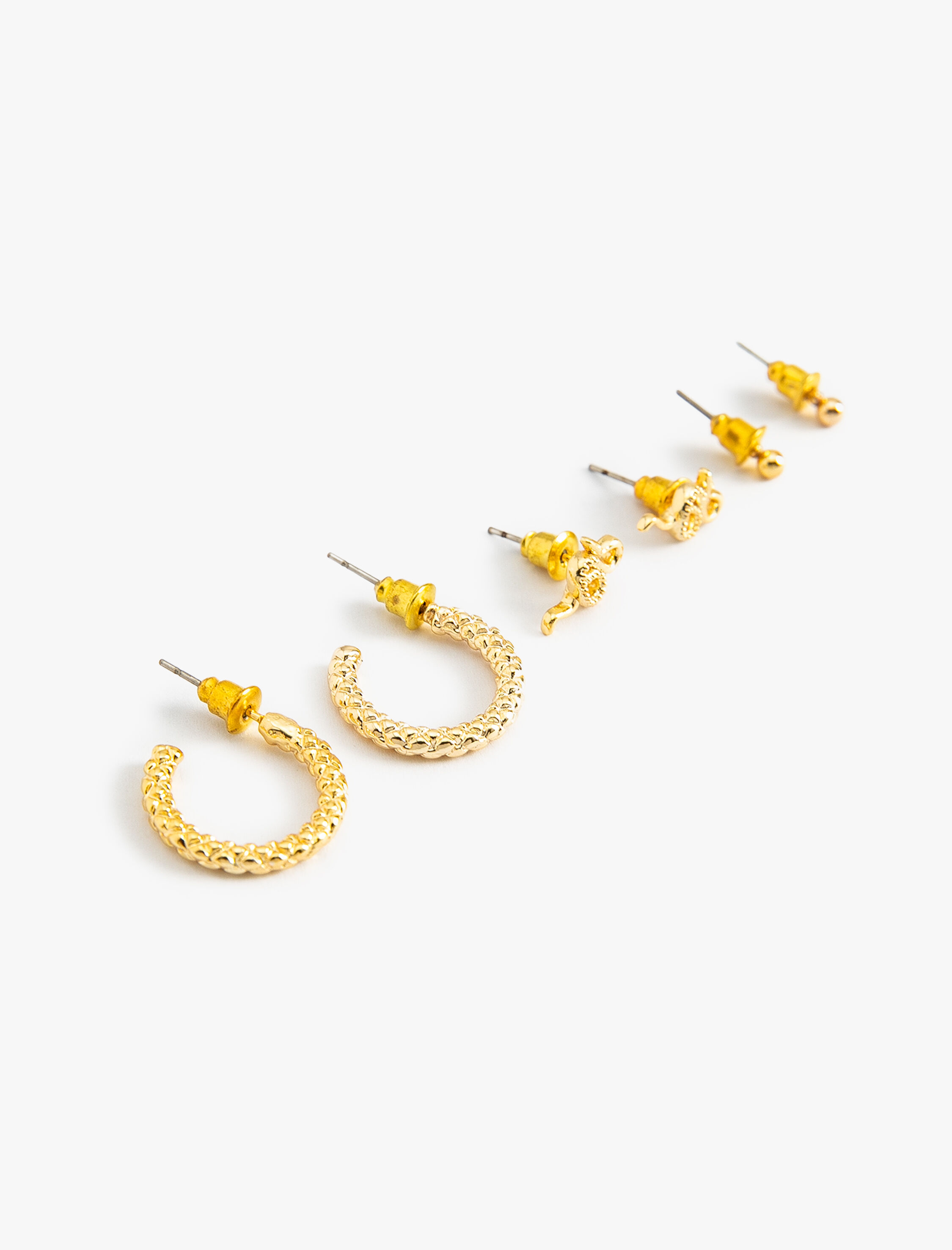  Kadın Top ve Halka Küpe 3'lü Set