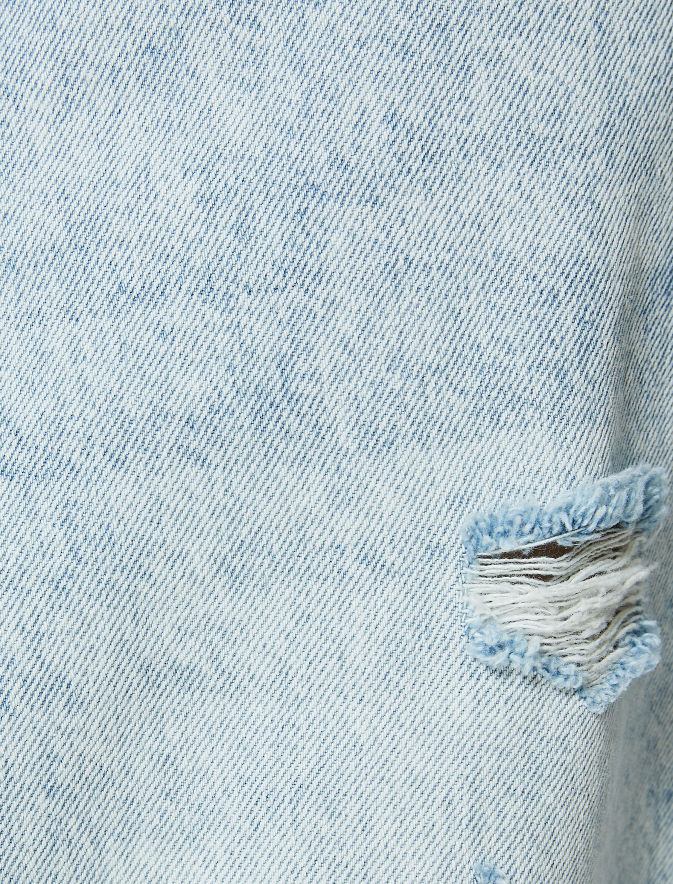   Balon Fit Straight Jean Kot Pantolon Crop Paça Cepli Pamuklu - Lucy Jean