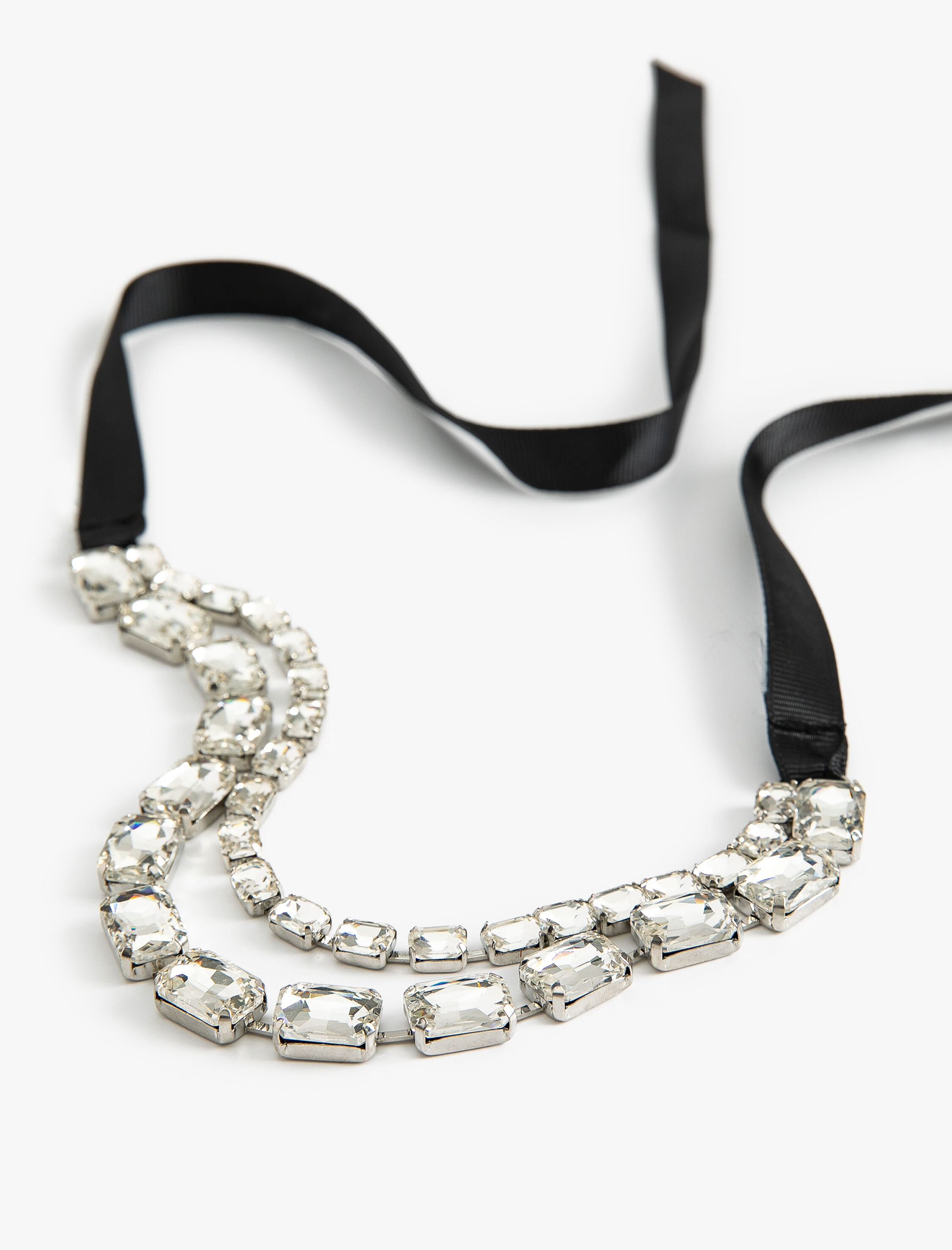  Kadın Chocker Kolye Kristal Taşlı Bağlamalı