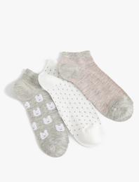 3'lü Desenli Basic Patik Çorap
