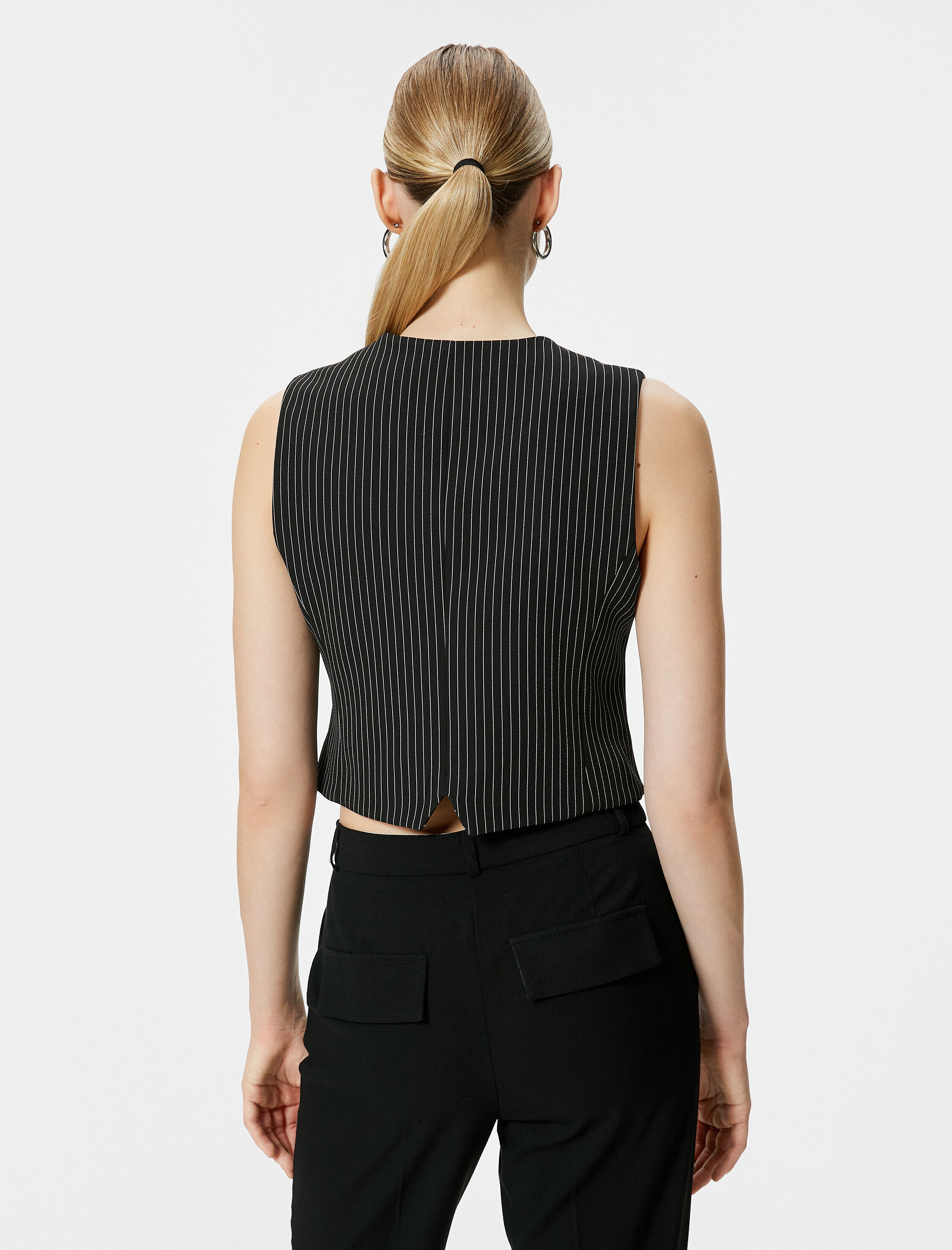   Blazer Yelek V Yaka Metal Düğmeli Cepli