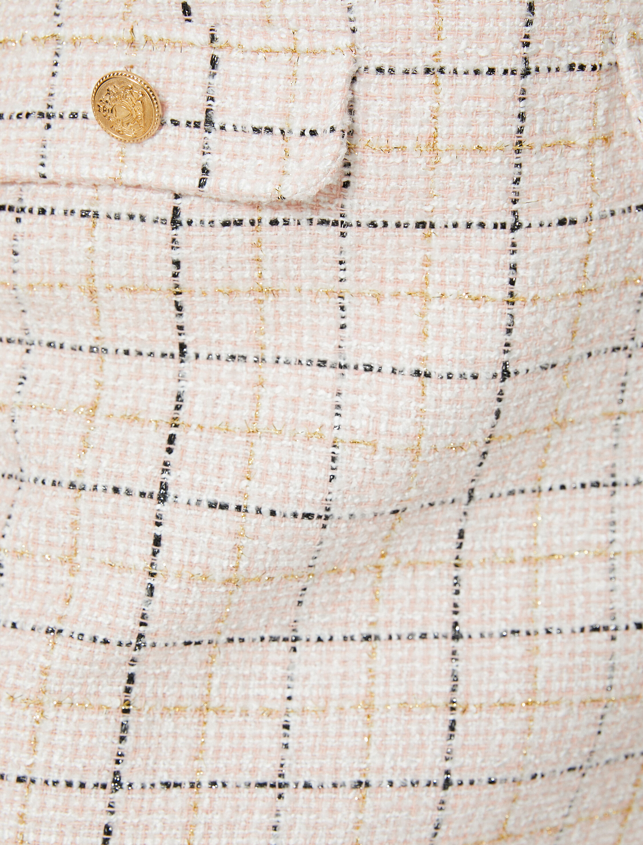   Tüvit Mini Etek Gold Düğmeli Yüksek Bel