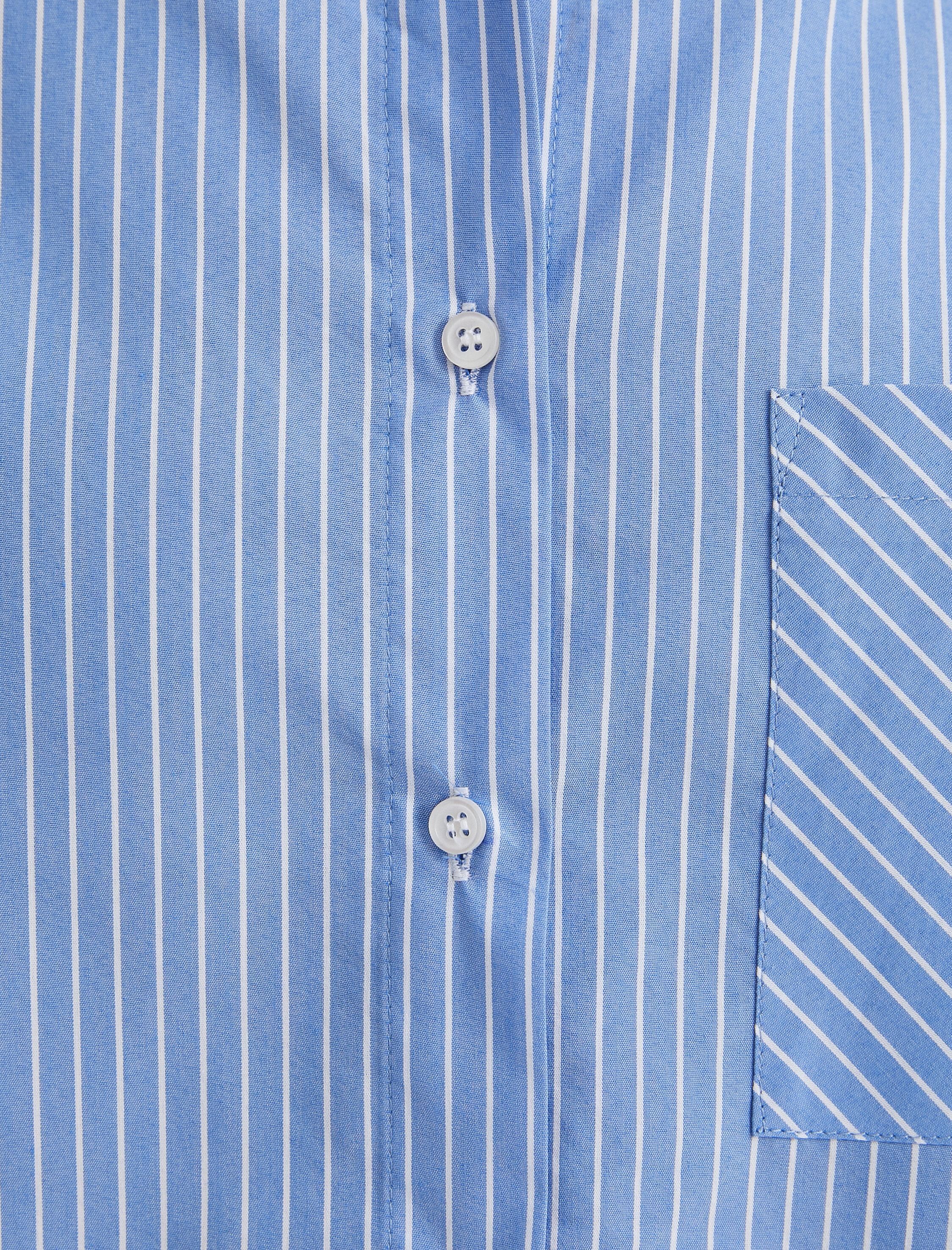   Crop Gömlek Renk Kontrastlı Uzun Kollu Tek Cepli Pamuklu