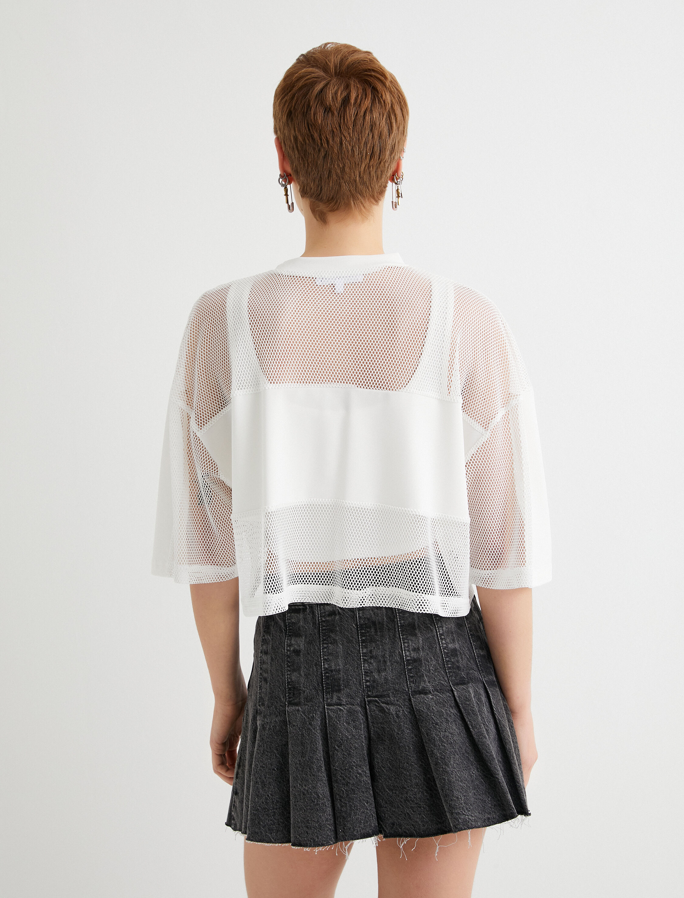   File Tişört Rahat Kalıp Kısa Kollu Bisiklet Yaka Baskılı