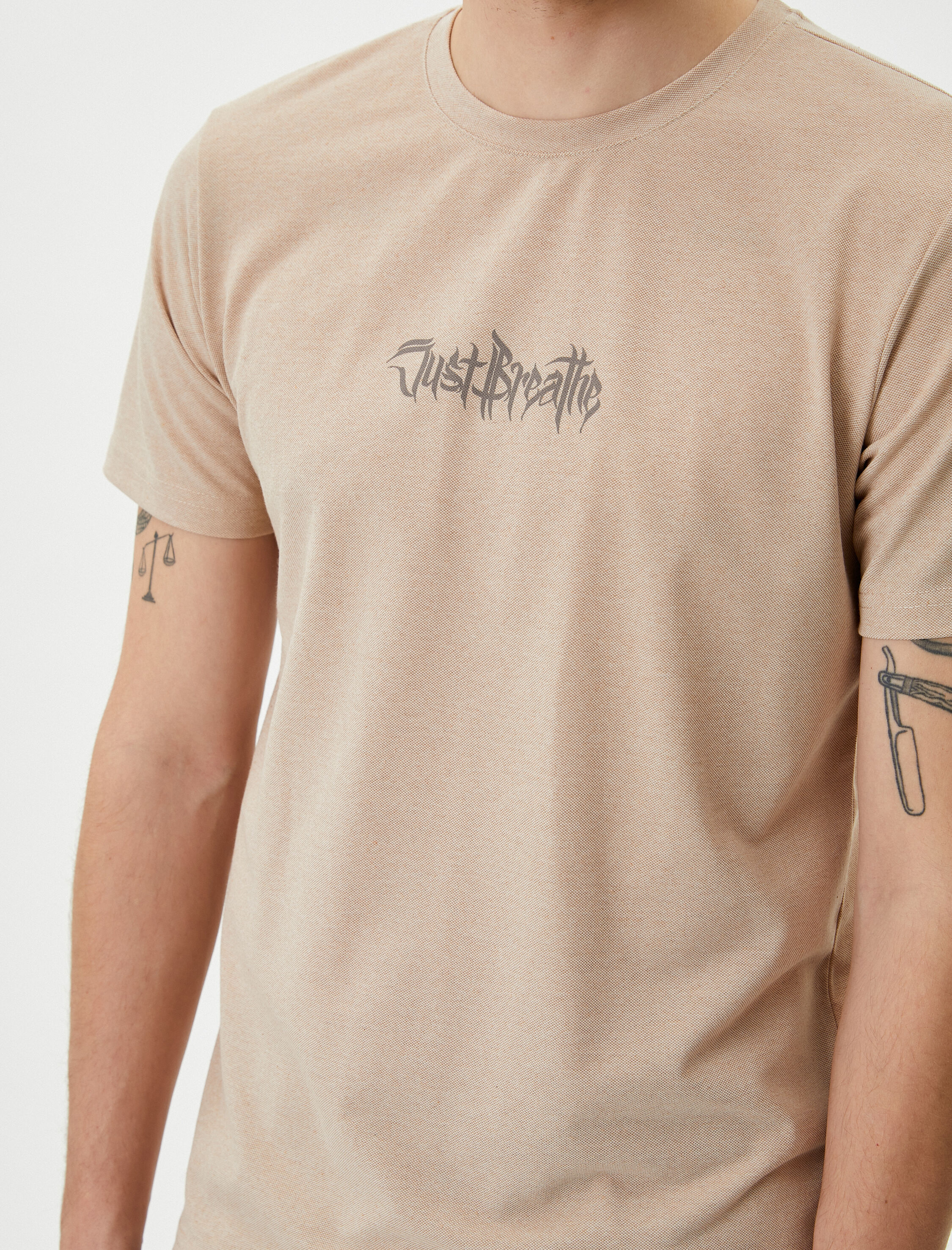   Slogan Baskılı Tişört Bisiklet Yaka Kısa Kollu