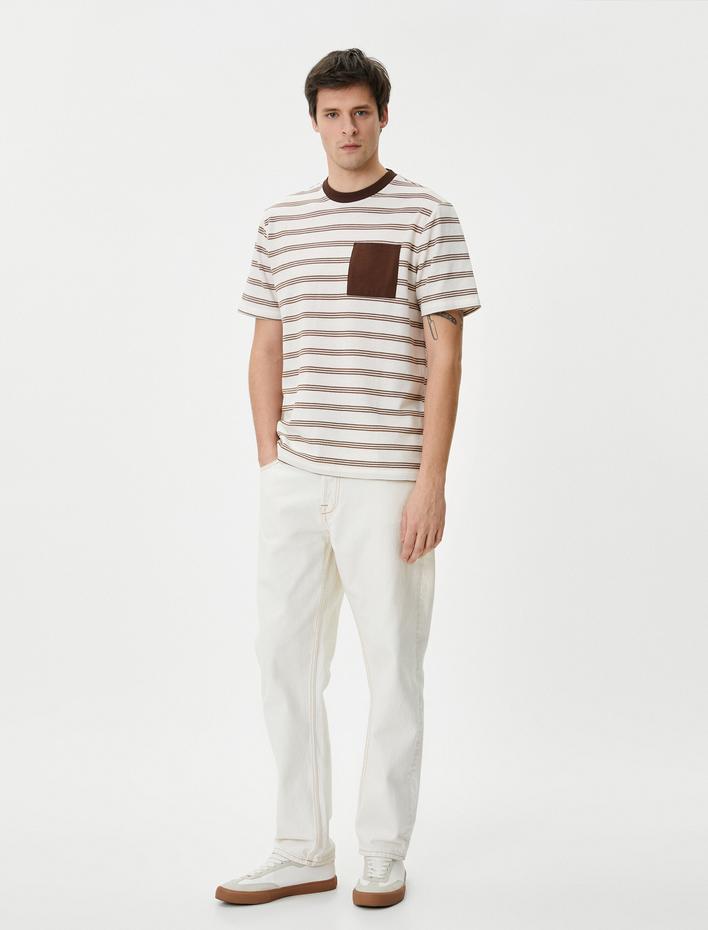  Cep Detaylı Tişört Bisiklet Yaka Kısa Kollu