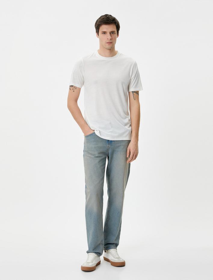  Basic Tişört Kısa Kollu Bisiklet Yaka Slim Fit