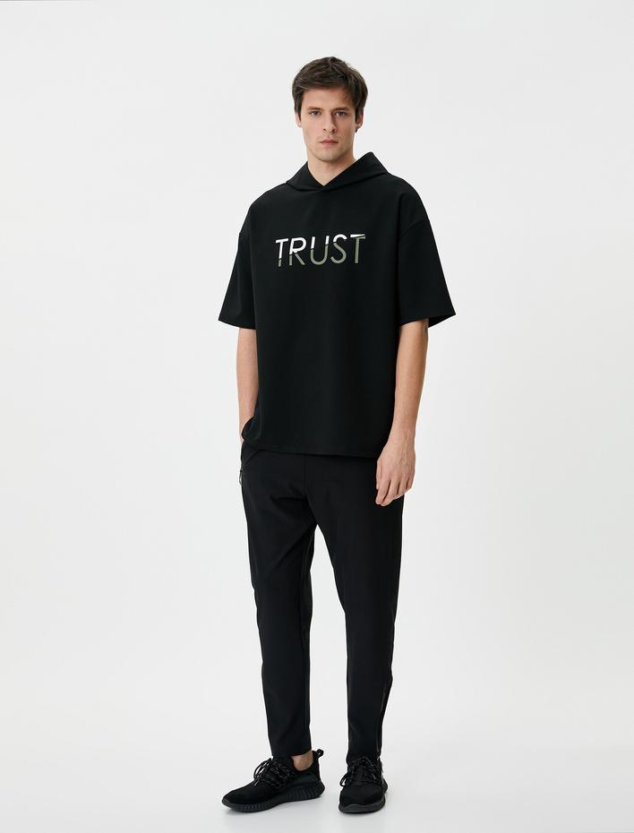  Sweatshirt Eşofman Üstü Baskılı Kapüşonlu Kısa Kollu