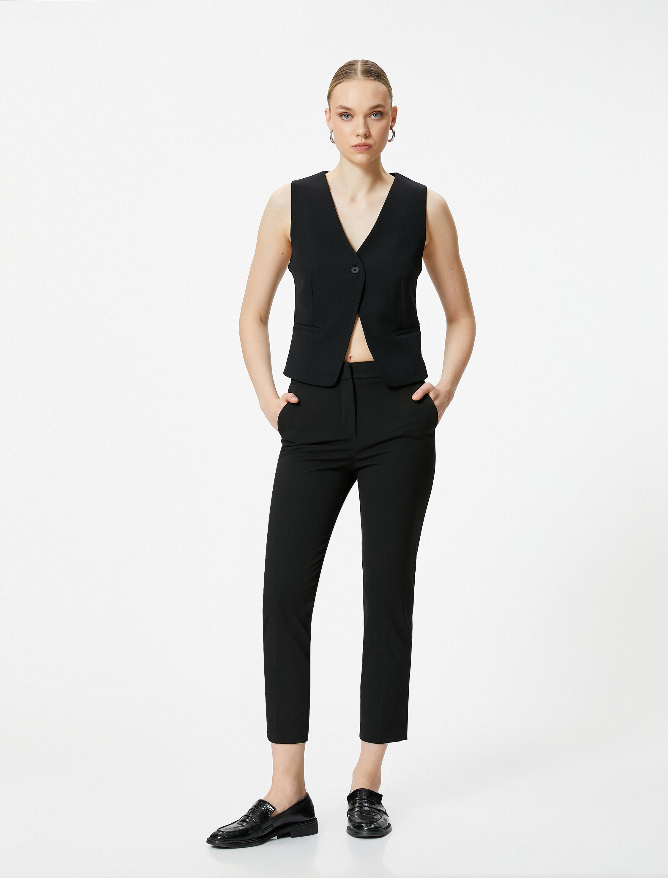   Cigarrette Kumaş Pantolon Yüksek Bel Cep Detaylı