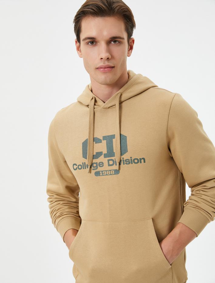  Kolej Hoodie Baskılı Kanguru Cep Detaylı