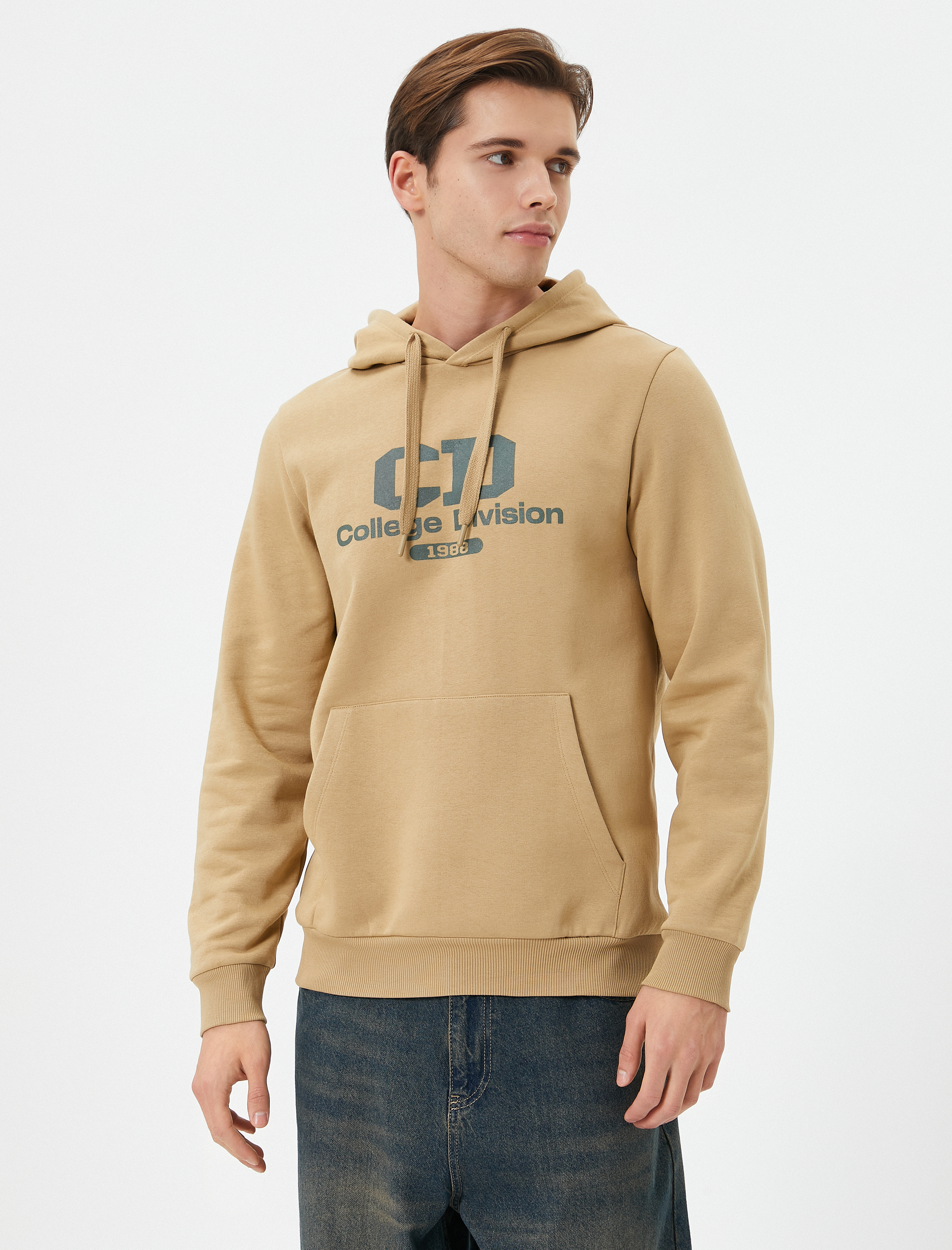 Kolej Hoodie Baskılı Kanguru Cep Detaylı Şardonlu