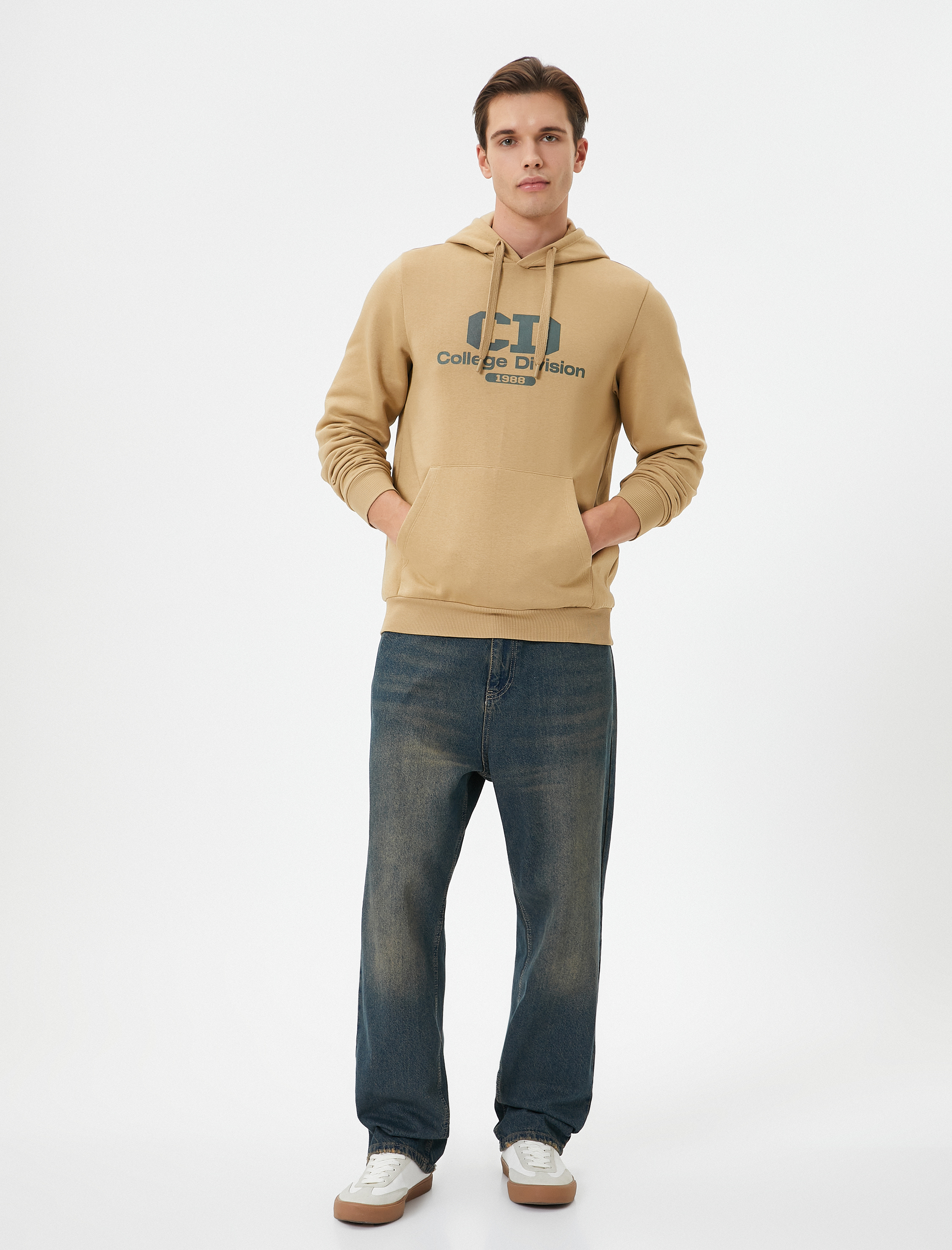 Kolej Hoodie Baskılı Kanguru Cep Detaylı Şardonlu