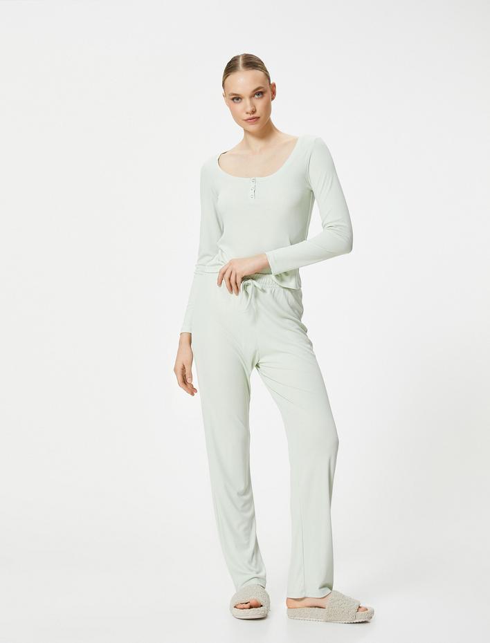  Modal Pijama Altı Beli Bağcıklı